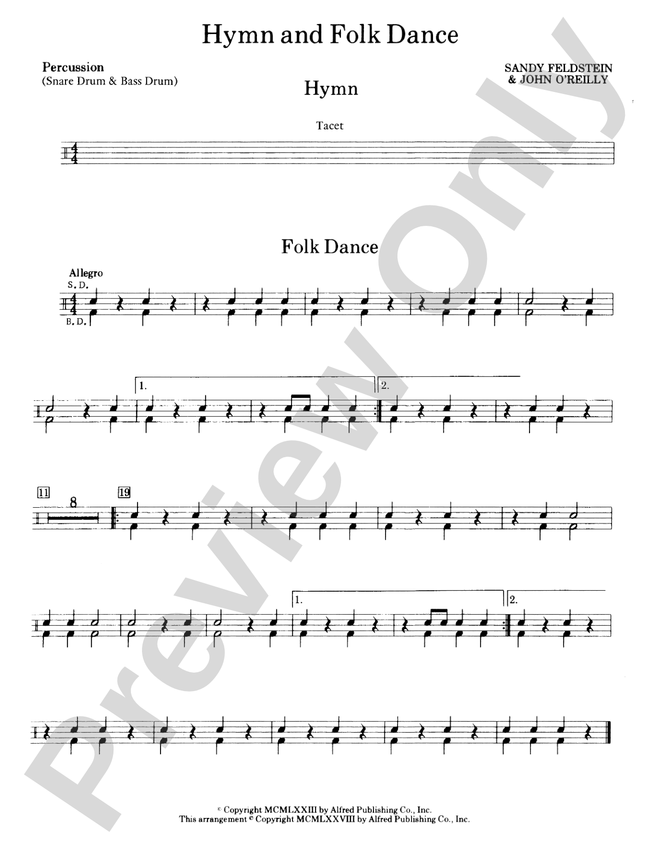 Hymn and Folk Dance: 1st Percussion