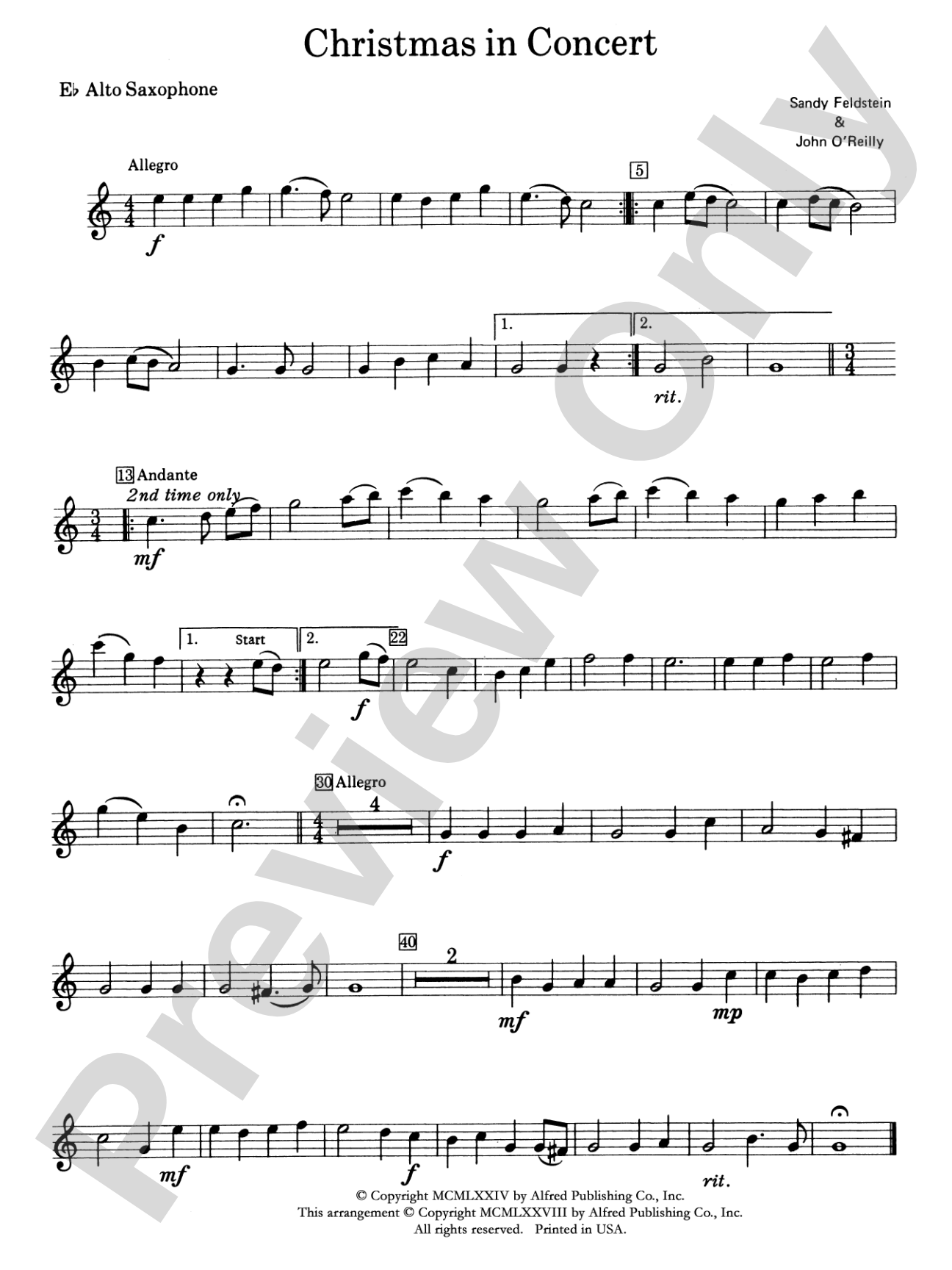 Christmas in Concert: E-flat Alto Saxophone