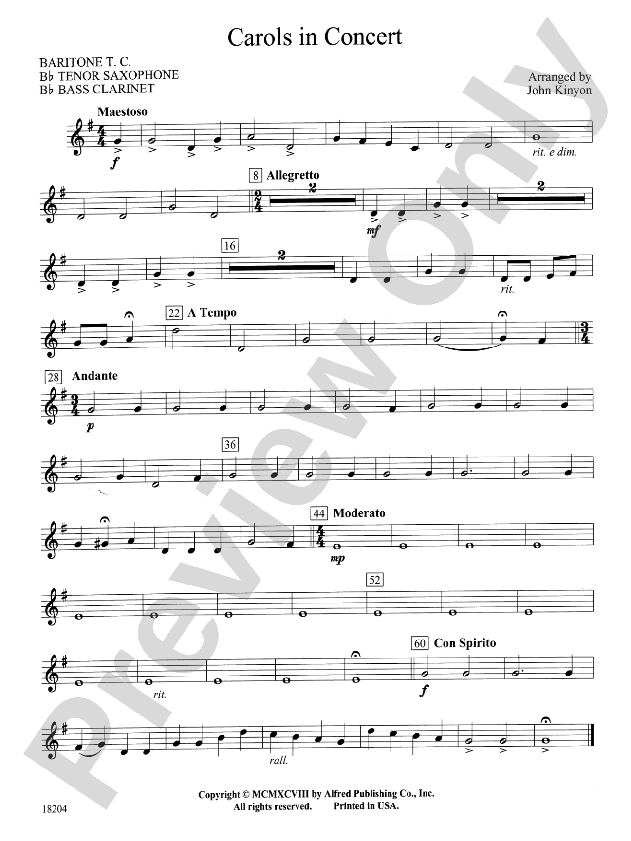 Carols in Concert: Baritone T.C.
