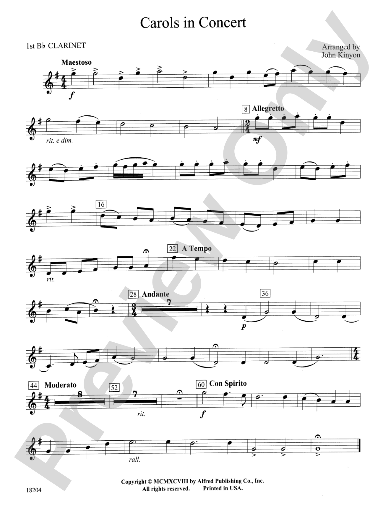 Carols in Concert: 1st B-flat Clarinet
