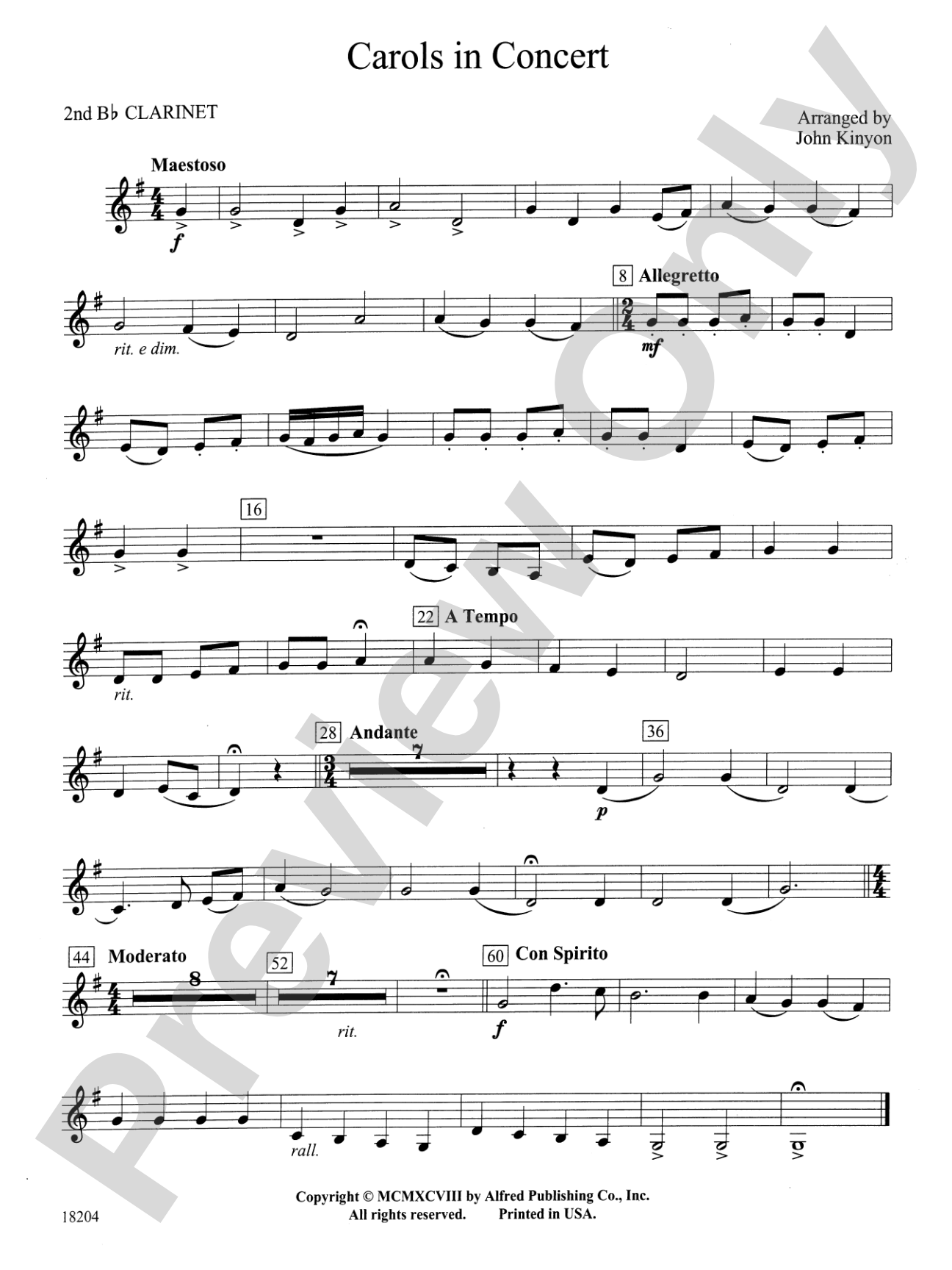 Carols in Concert: 2nd B-flat Clarinet