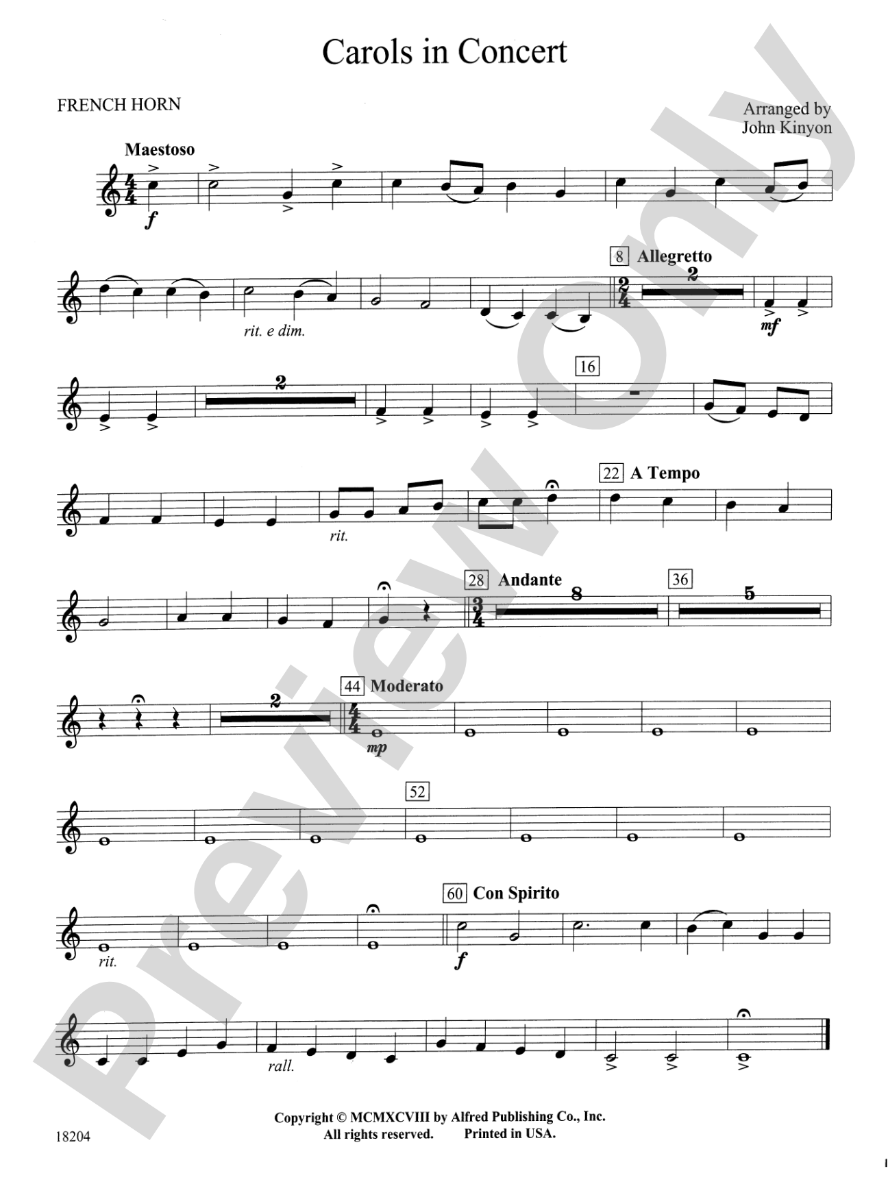 Carols in Concert: 1st F Horn