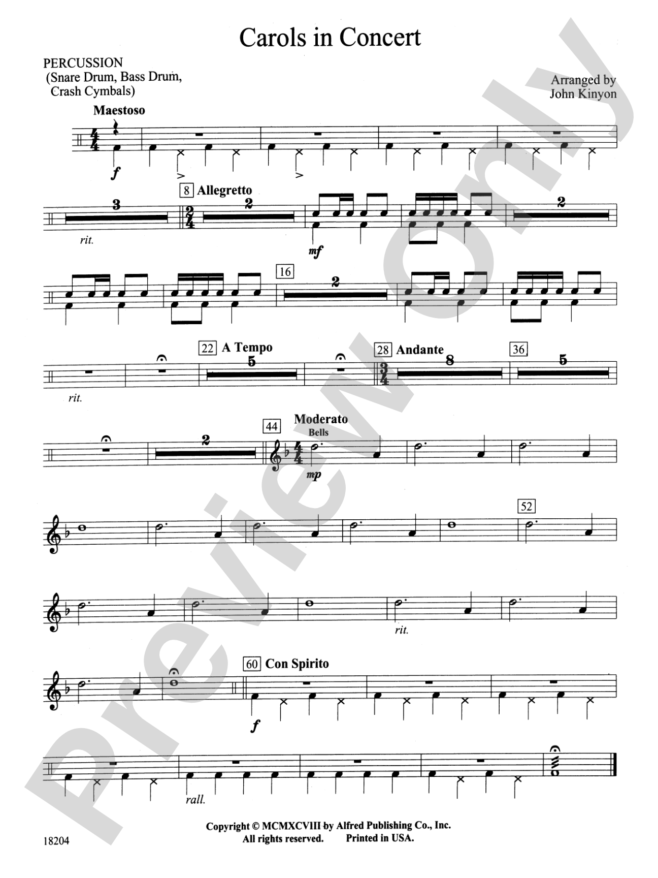 Carols in Concert: 1st Percussion