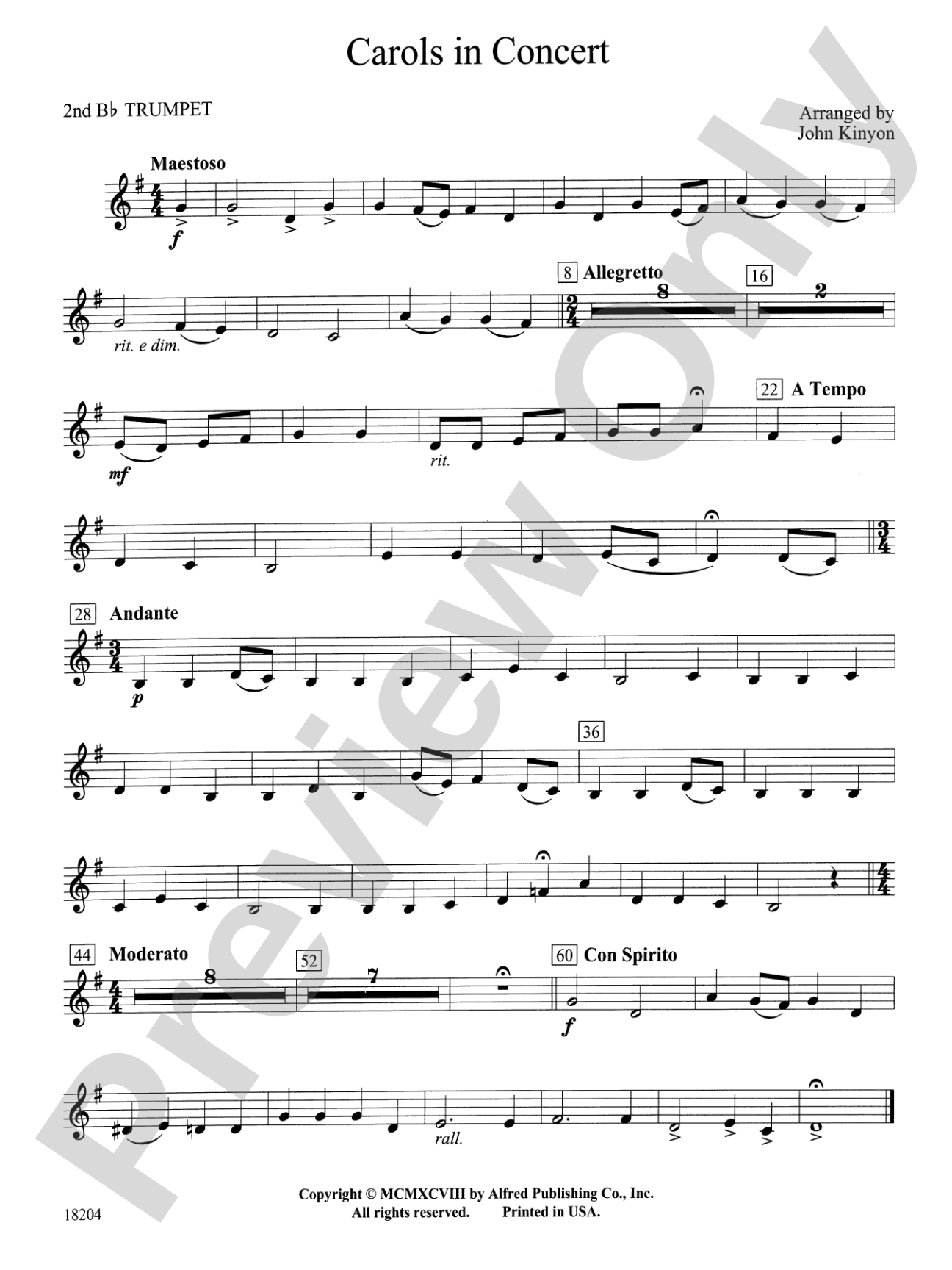 Carols in Concert: 2nd B-flat Trumpet