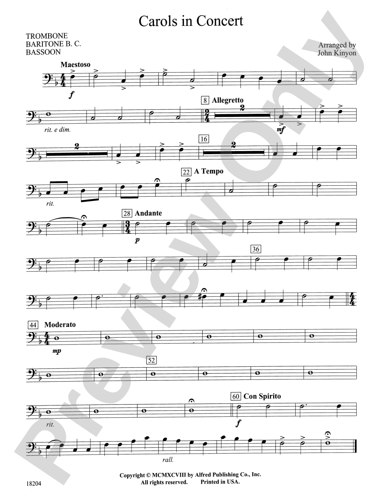 Carols in Concert: 1st Trombone