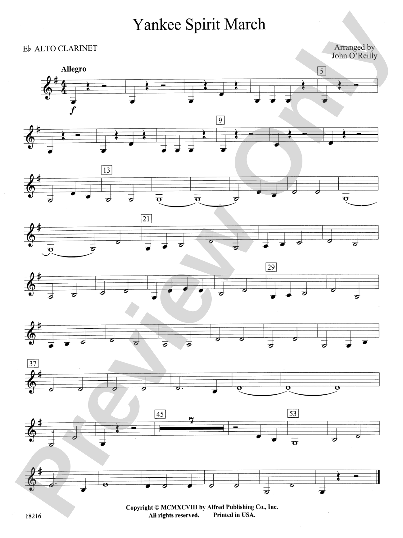 Yankee Spirit March: E-flat Alto Clarinet