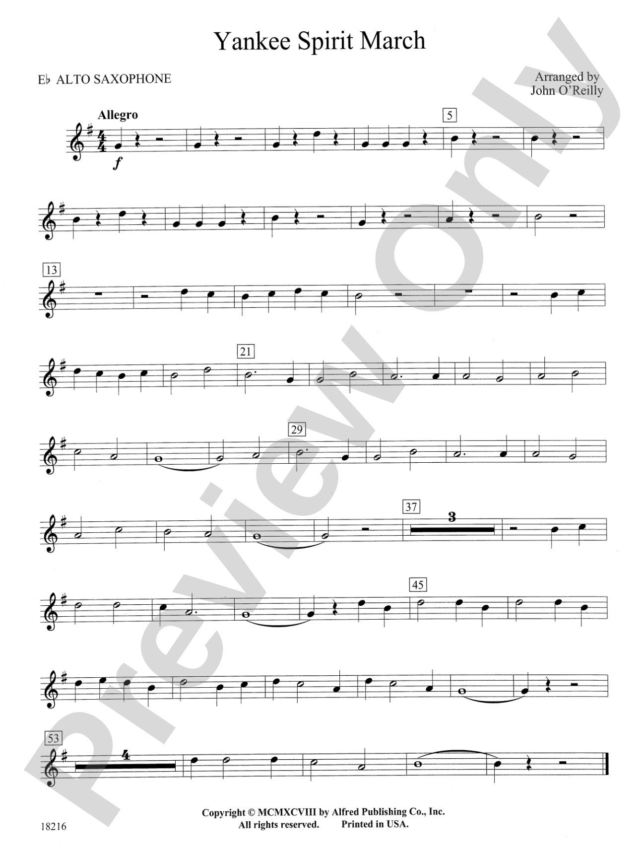 Yankee Spirit March: E-flat Alto Saxophone