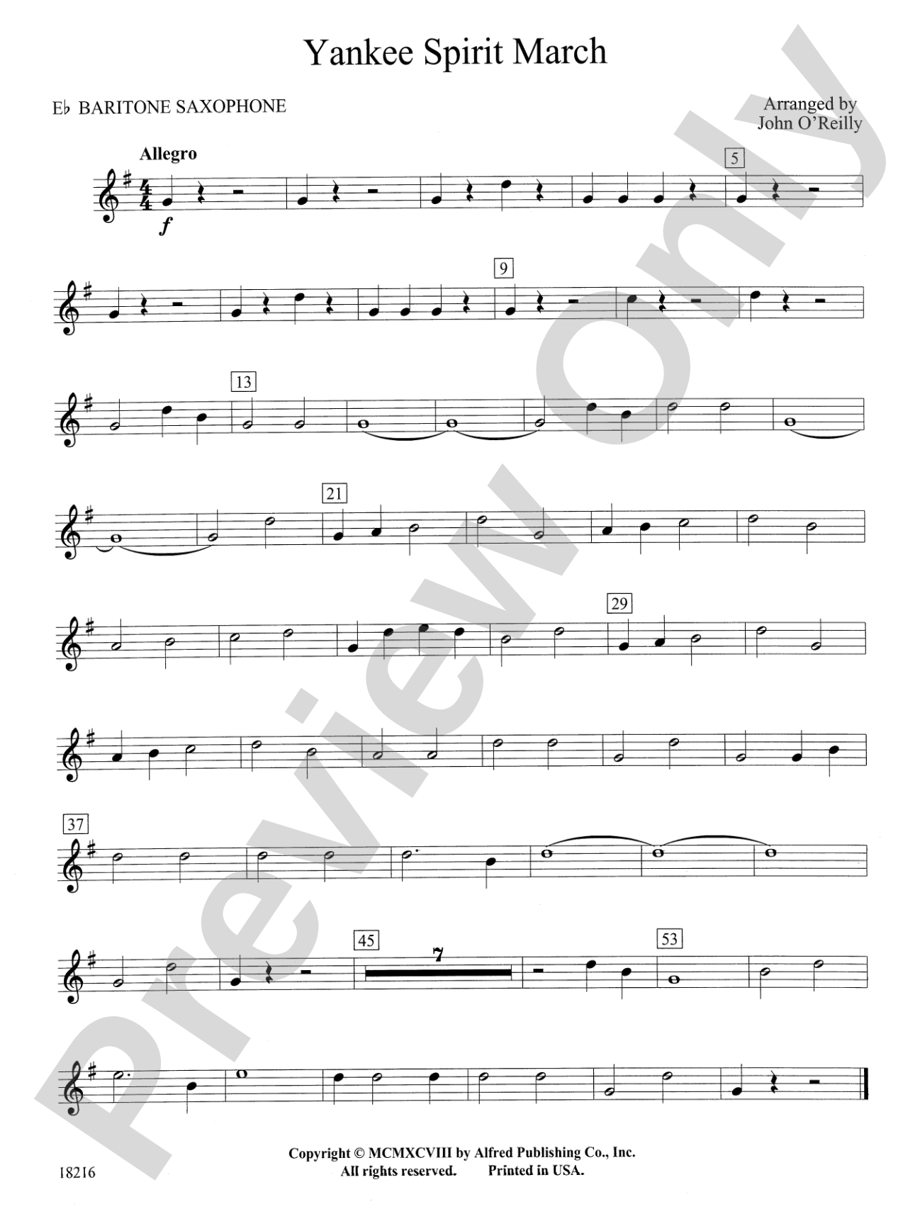 Yankee Spirit March: E-flat Baritone Saxophone
