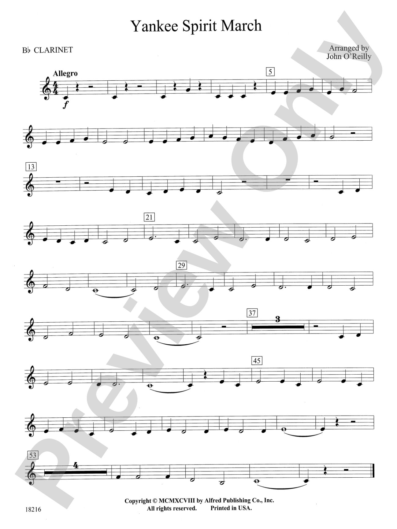 Yankee Spirit March: 1st B-flat Clarinet