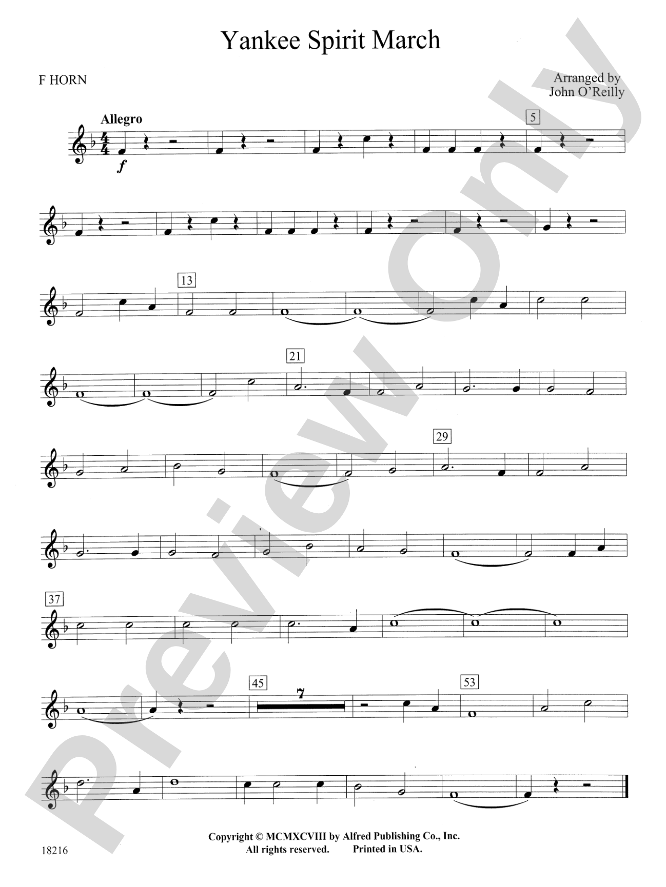 Yankee Spirit March: 1st F Horn