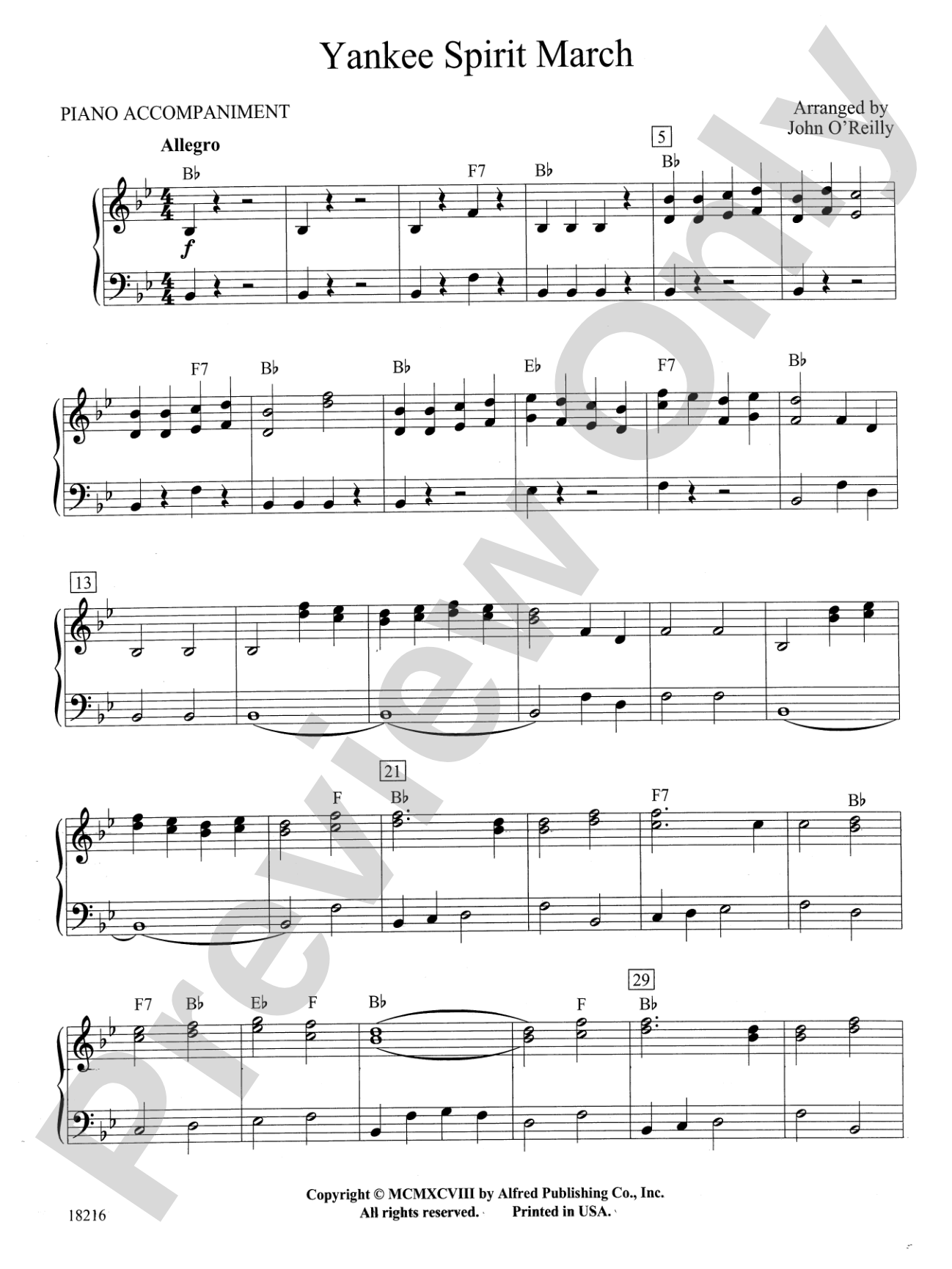 Yankee Spirit March: Piano Accompaniment