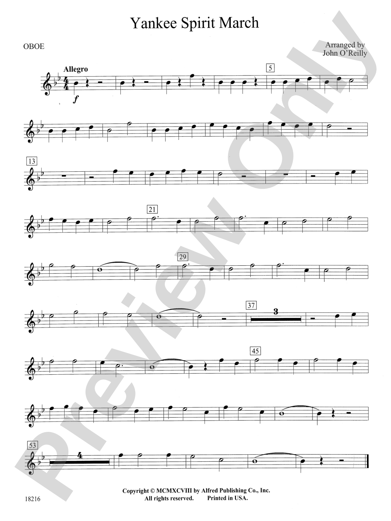 Yankee Spirit March: Oboe