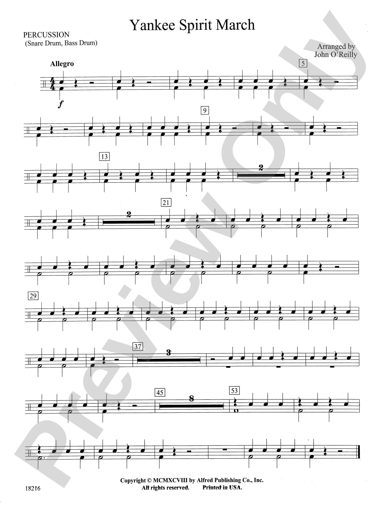 Yankee Spirit March: 1st Percussion
