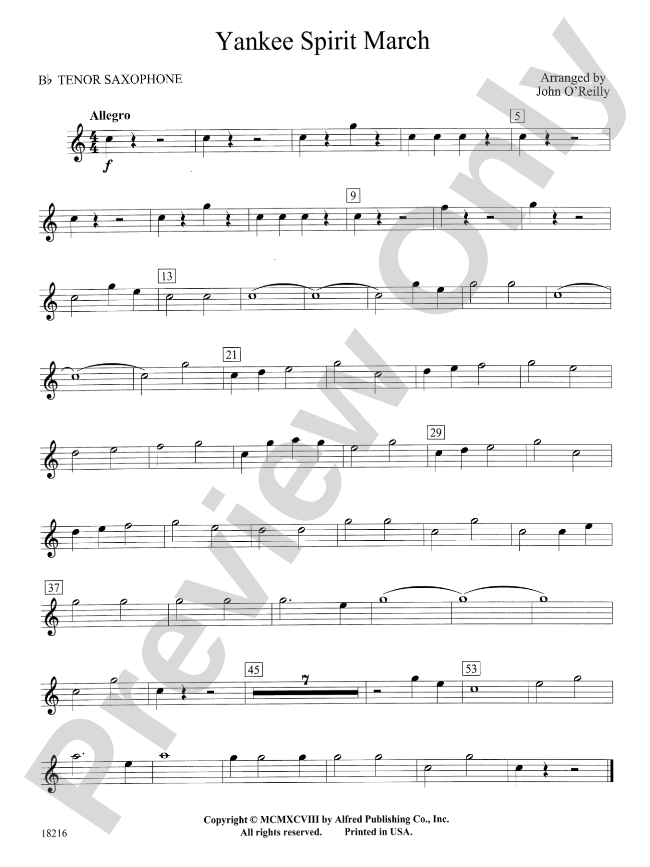 Yankee Spirit March: B-flat Tenor Saxophone