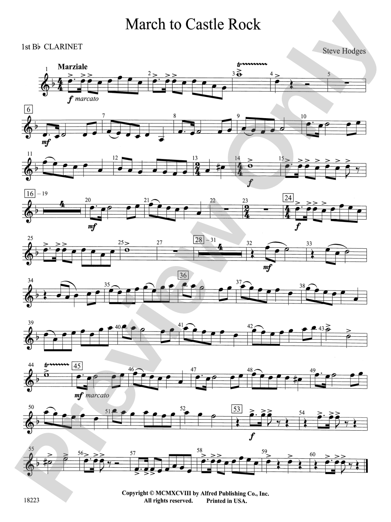 March to Castle Rock: 1st B-flat Clarinet