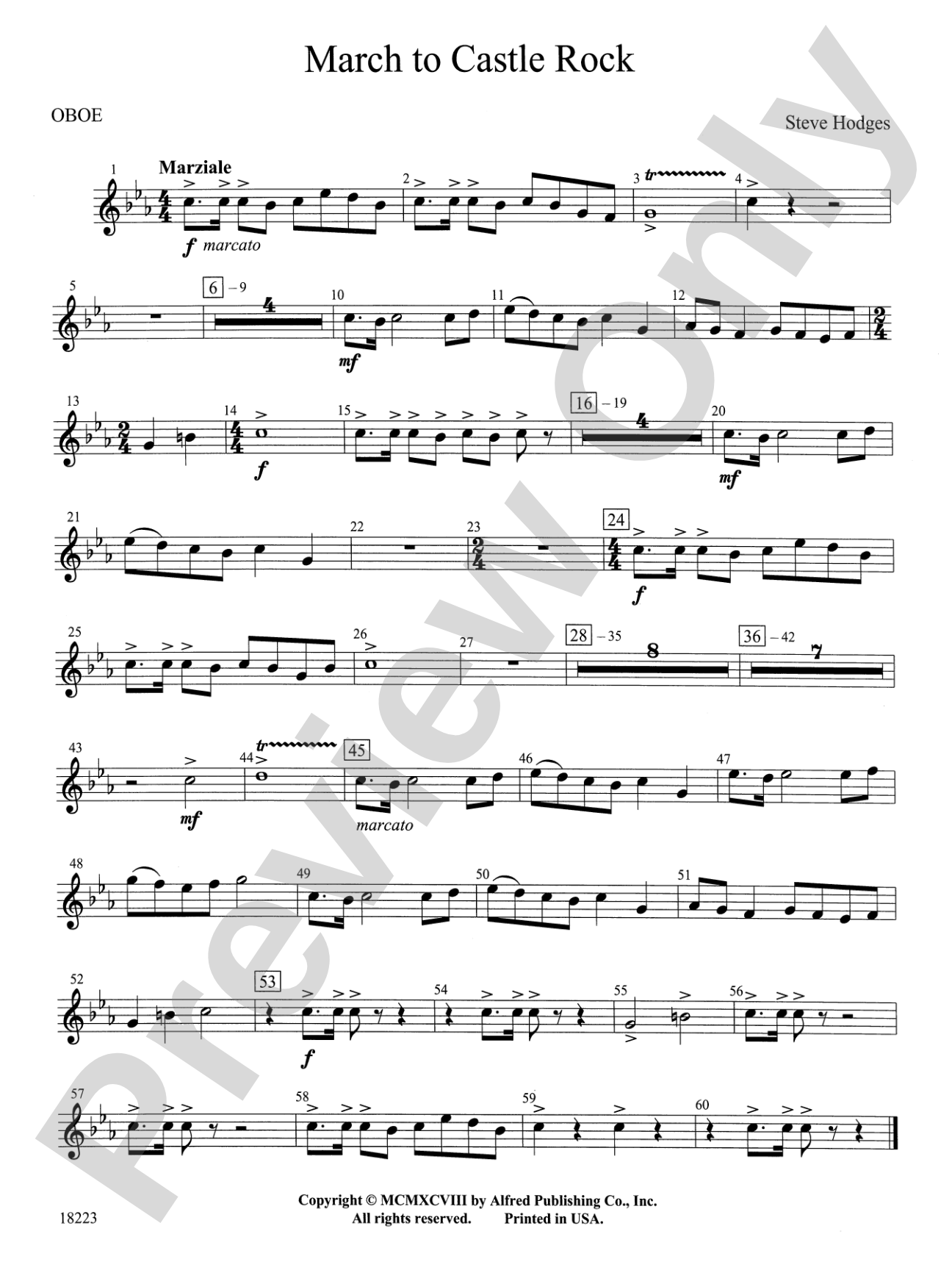 March to Castle Rock: Oboe