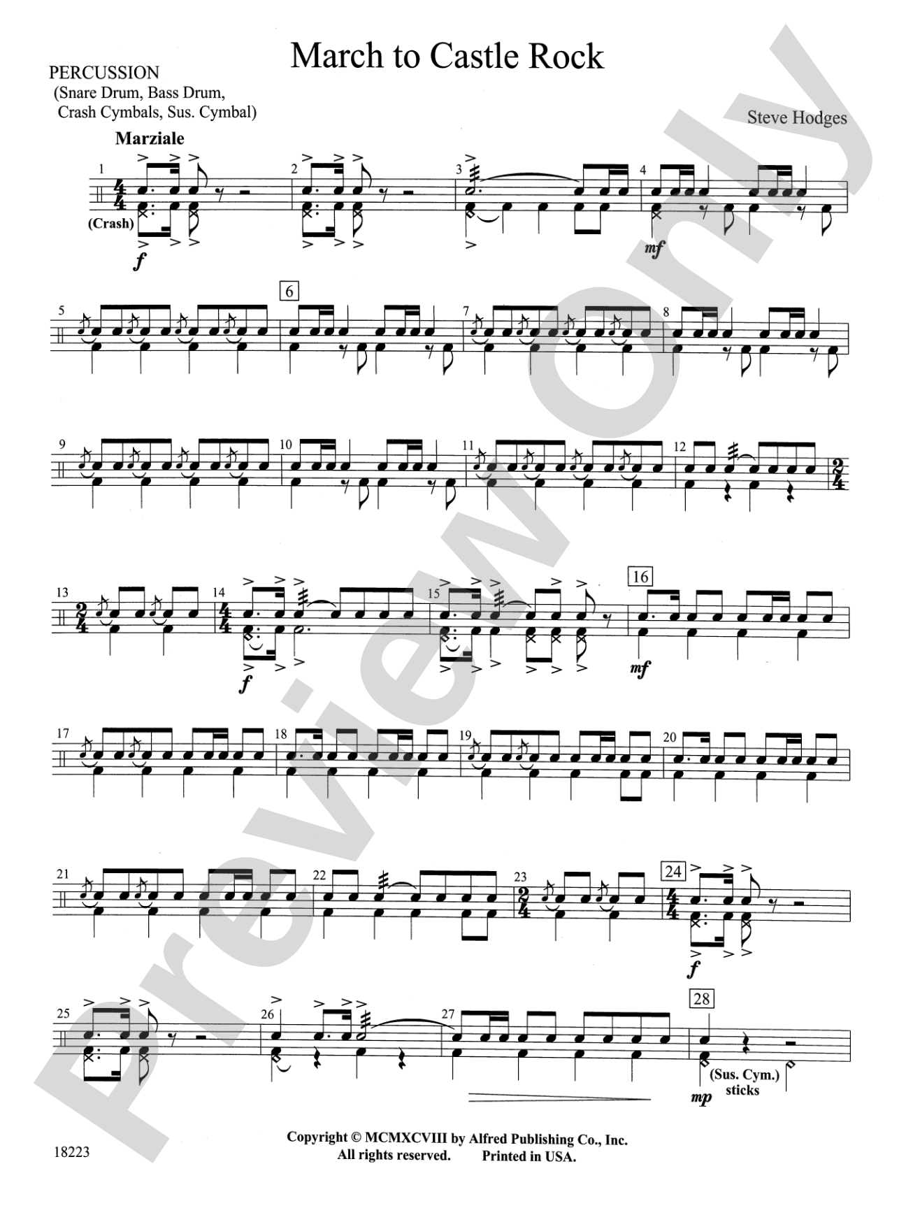 March to Castle Rock: 1st Percussion