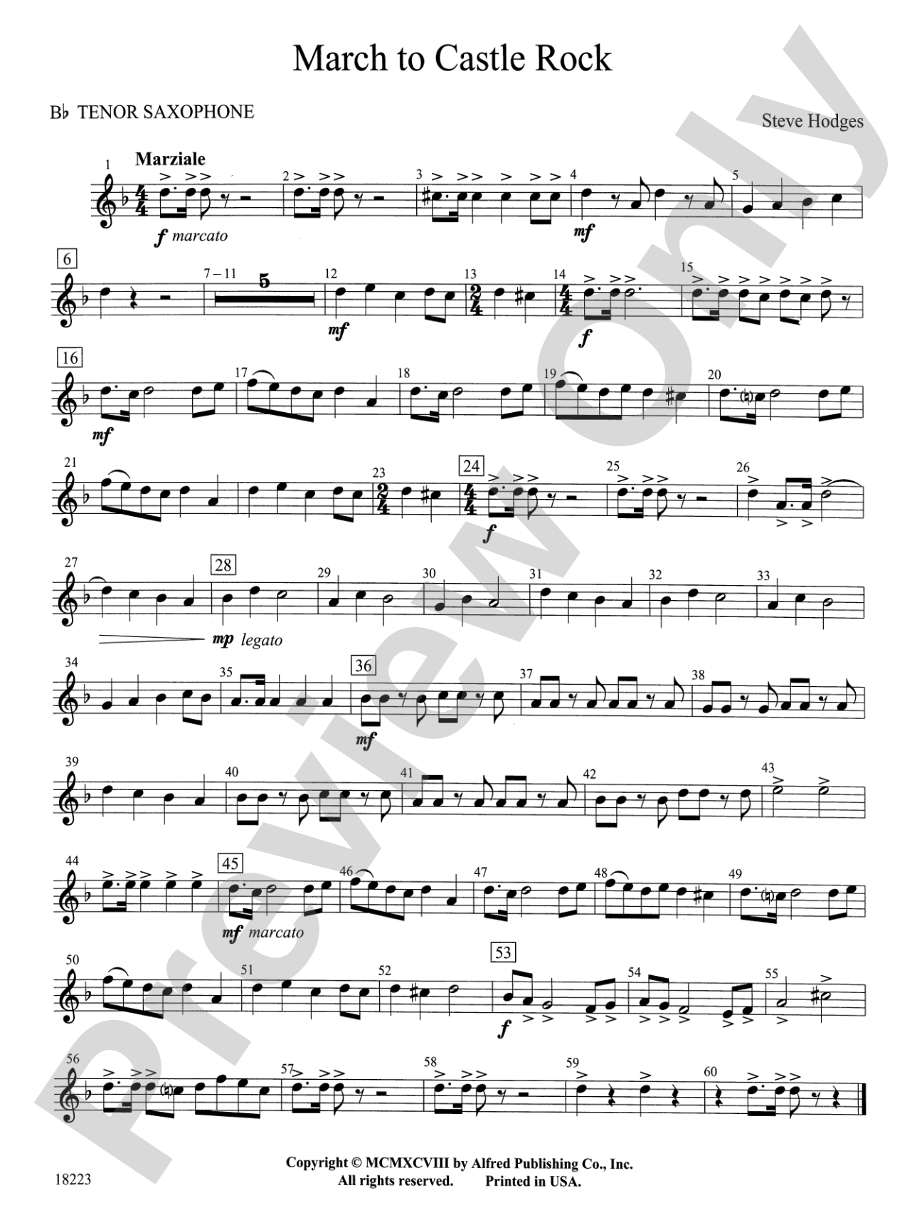 March to Castle Rock: B-flat Tenor Saxophone