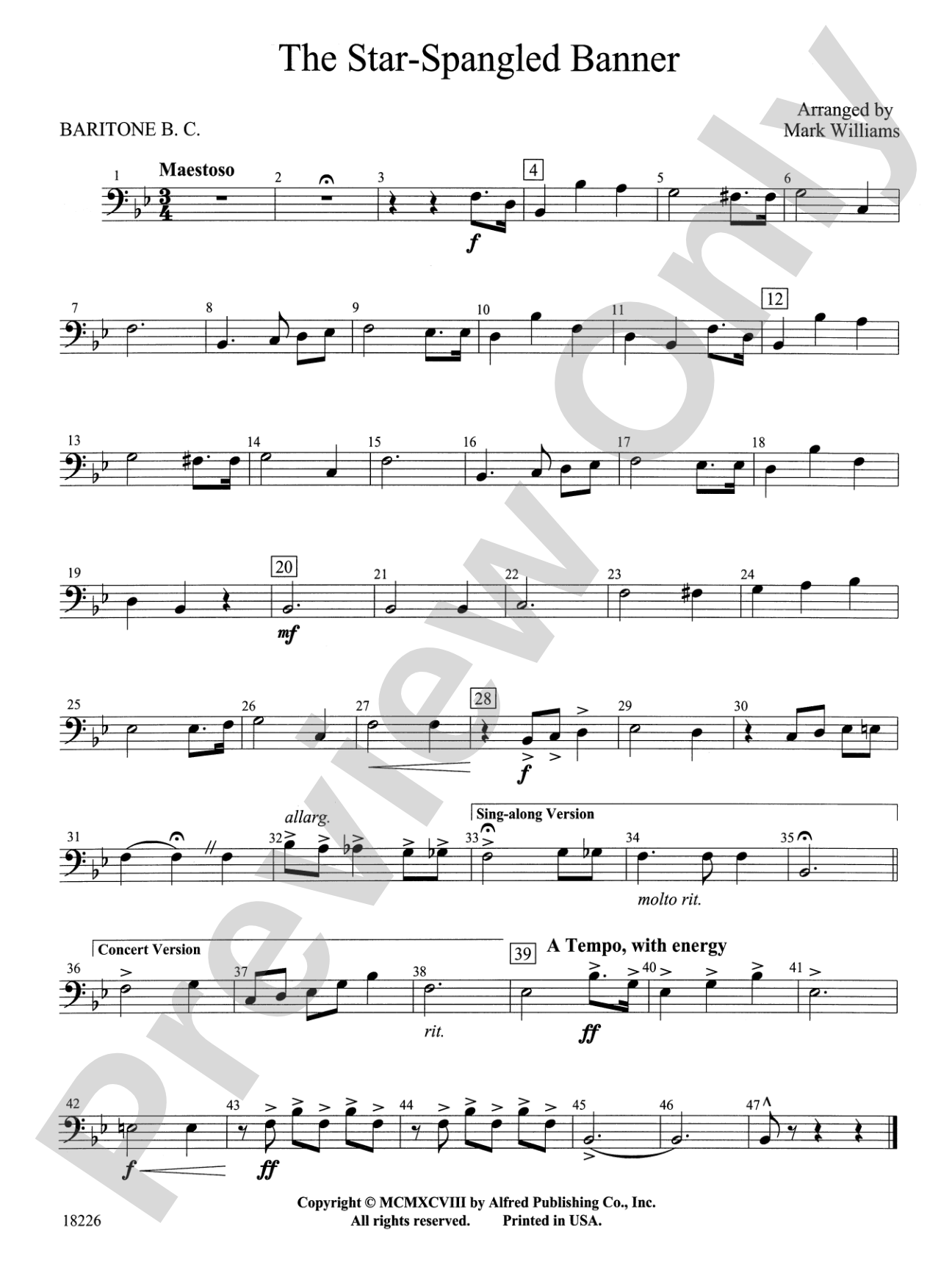 The Star Spangled Banner: Baritone B.C.