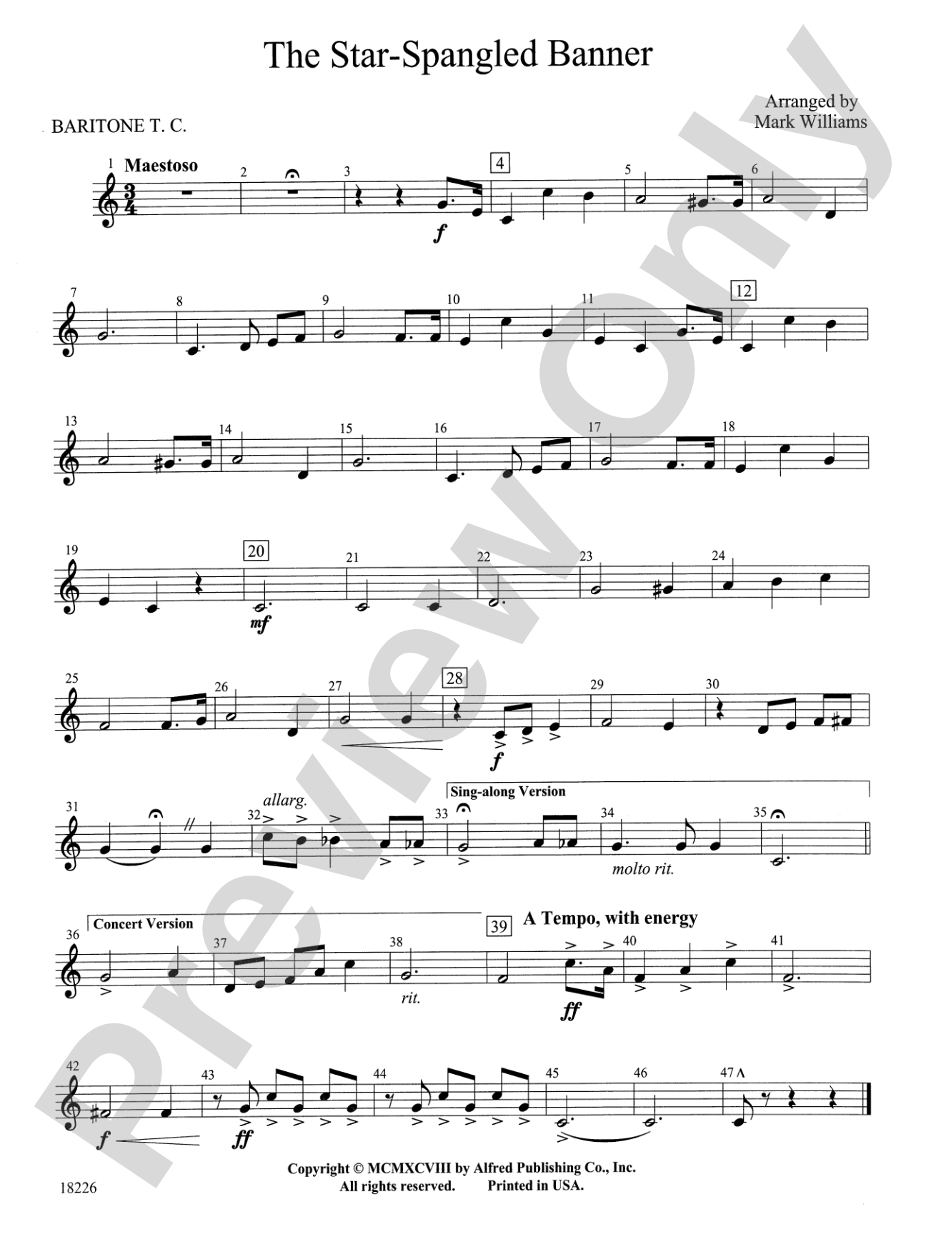 The Star Spangled Banner: Baritone T.C.
