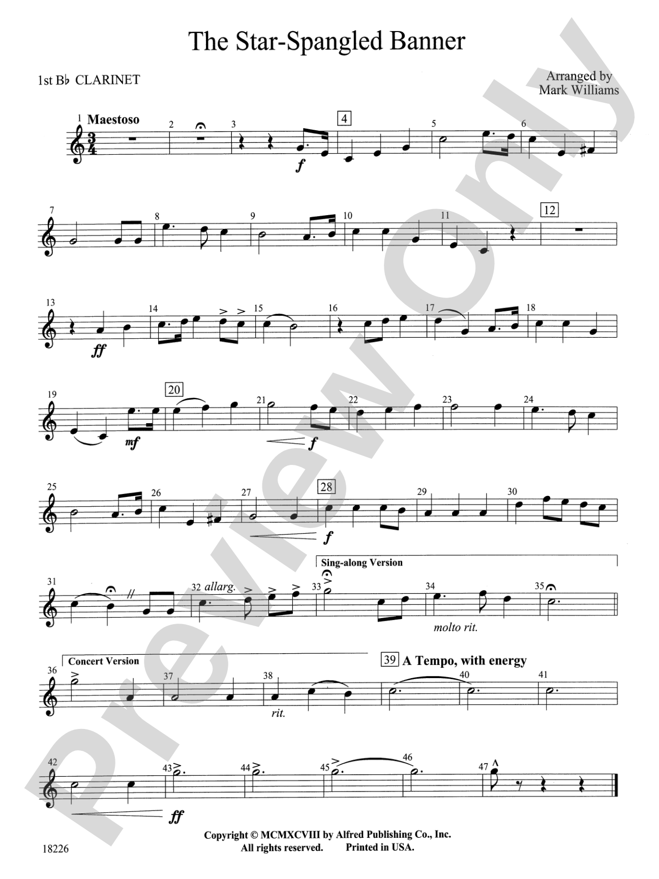 The Star Spangled Banner: 1st B-flat Clarinet