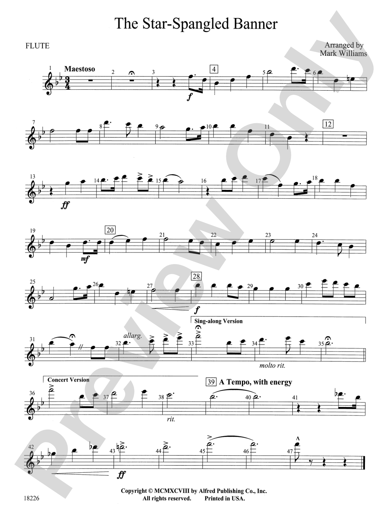 The Star Spangled Banner: Flute