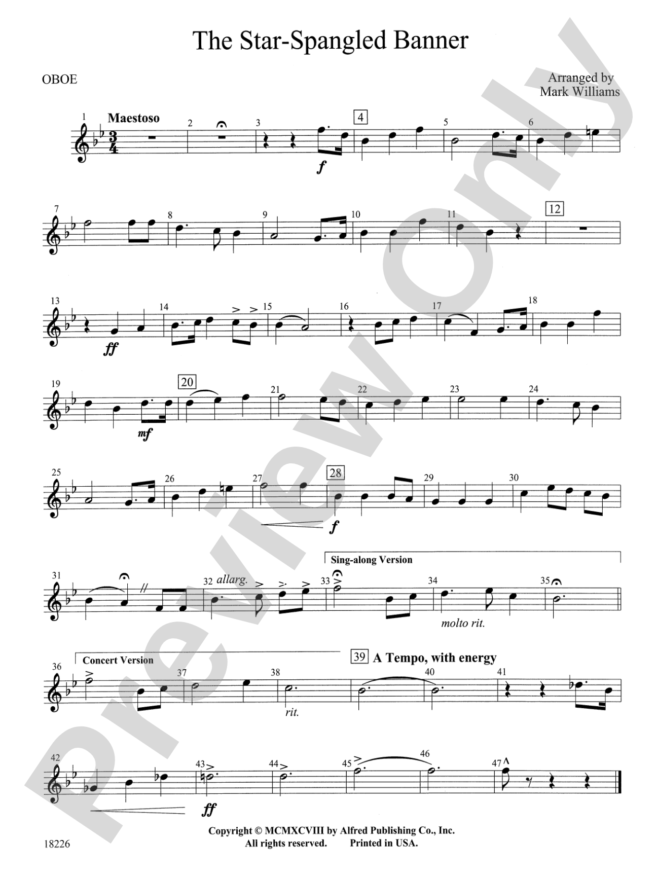 The Star Spangled Banner: Oboe