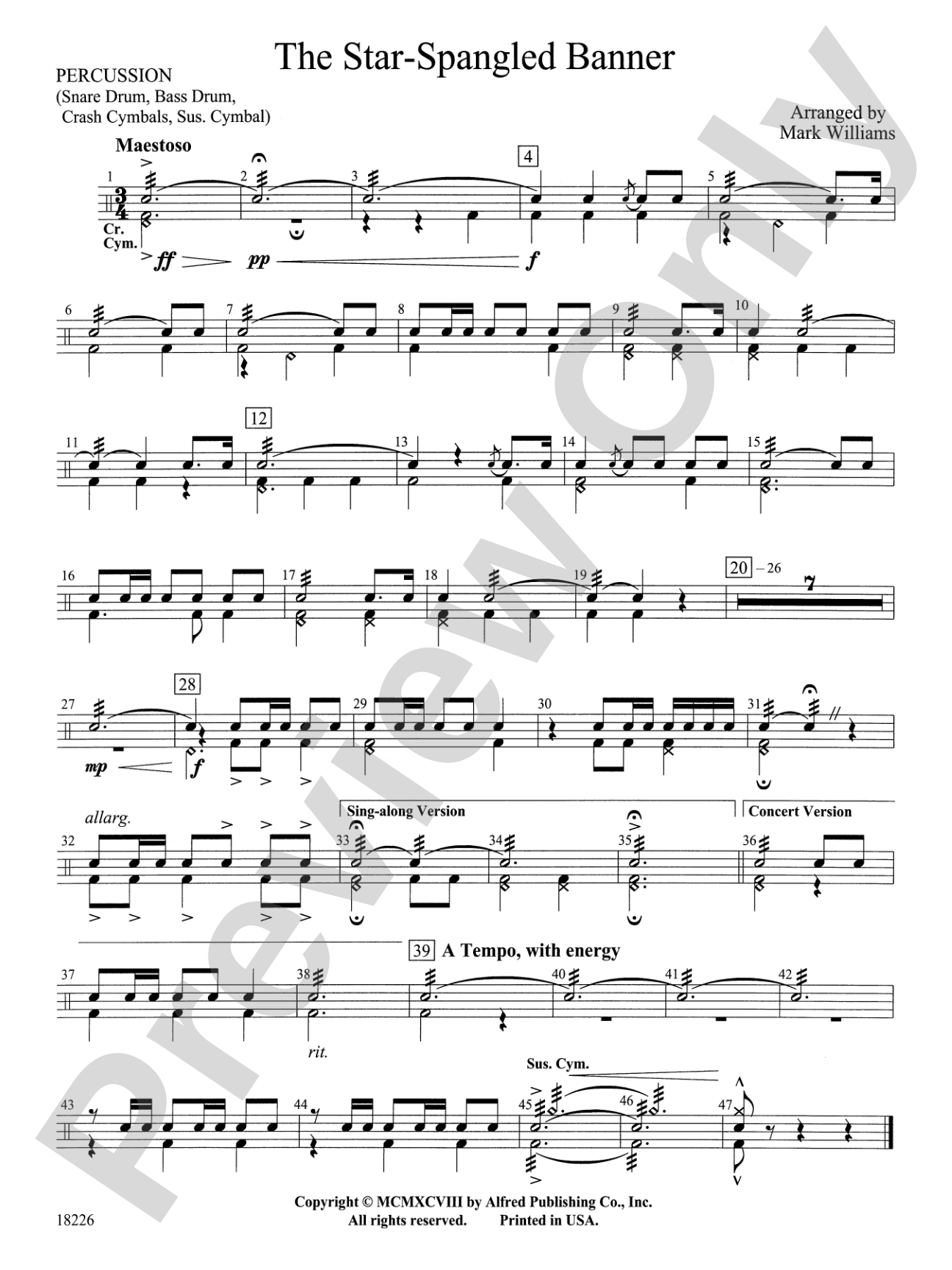 The Star Spangled Banner: 1st Percussion