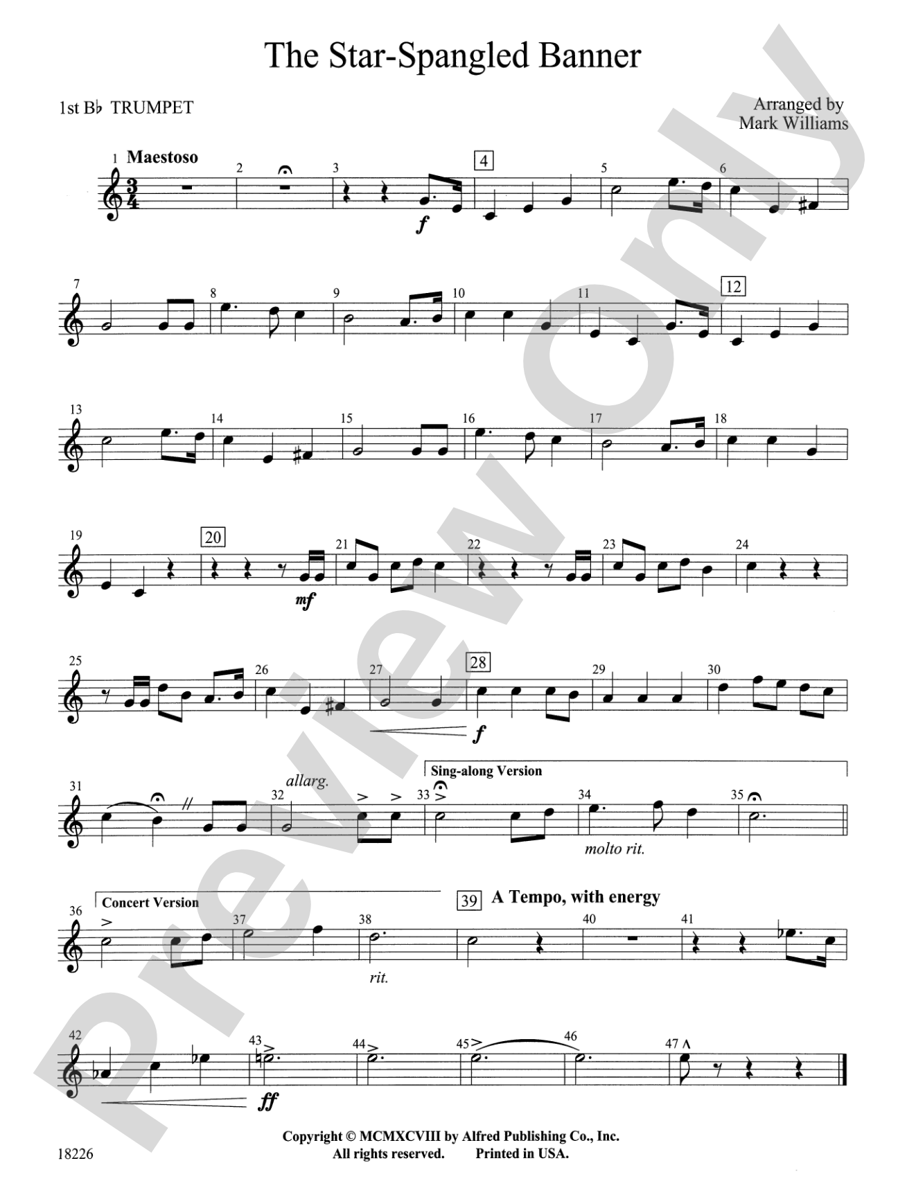 The Star Spangled Banner: 1st B-flat Trumpet