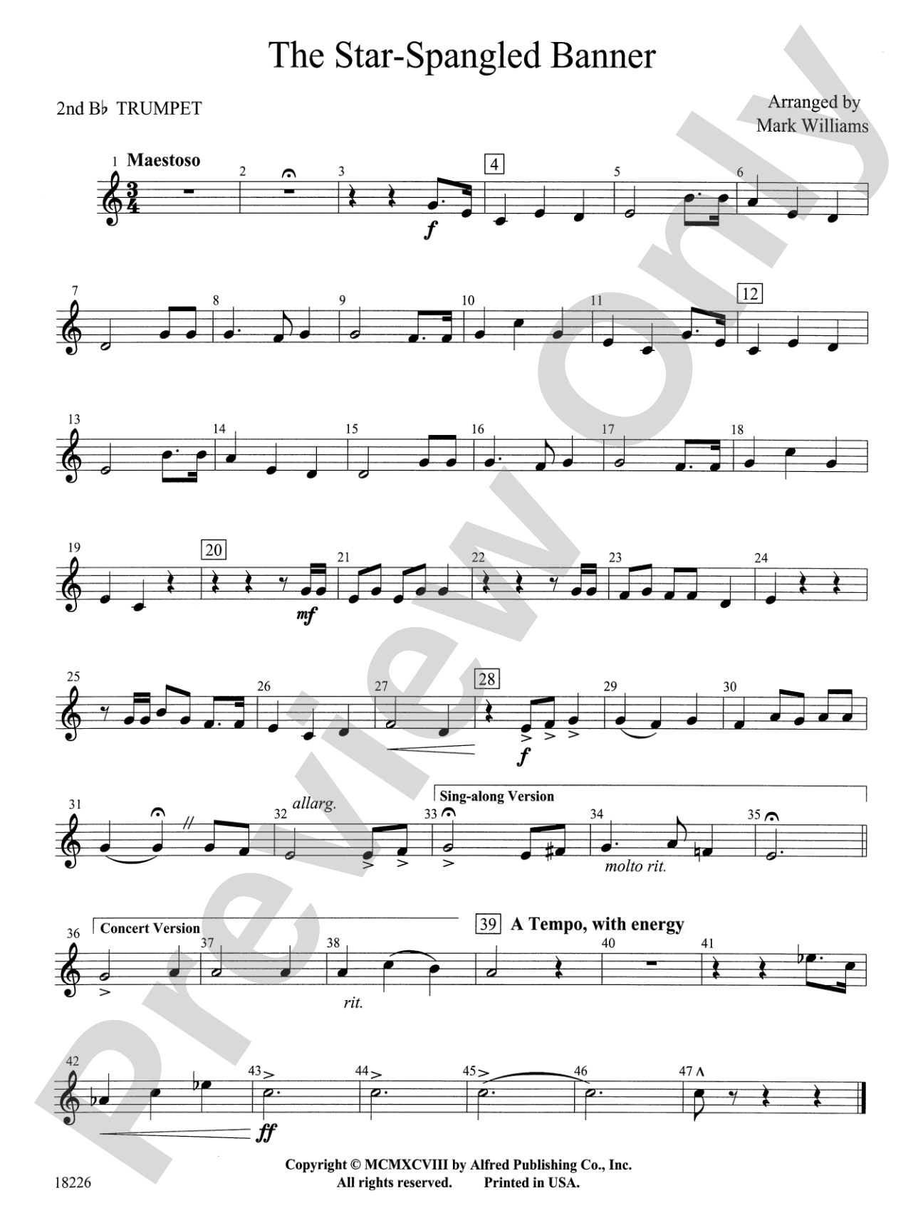 The Star Spangled Banner: 2nd B-flat Trumpet