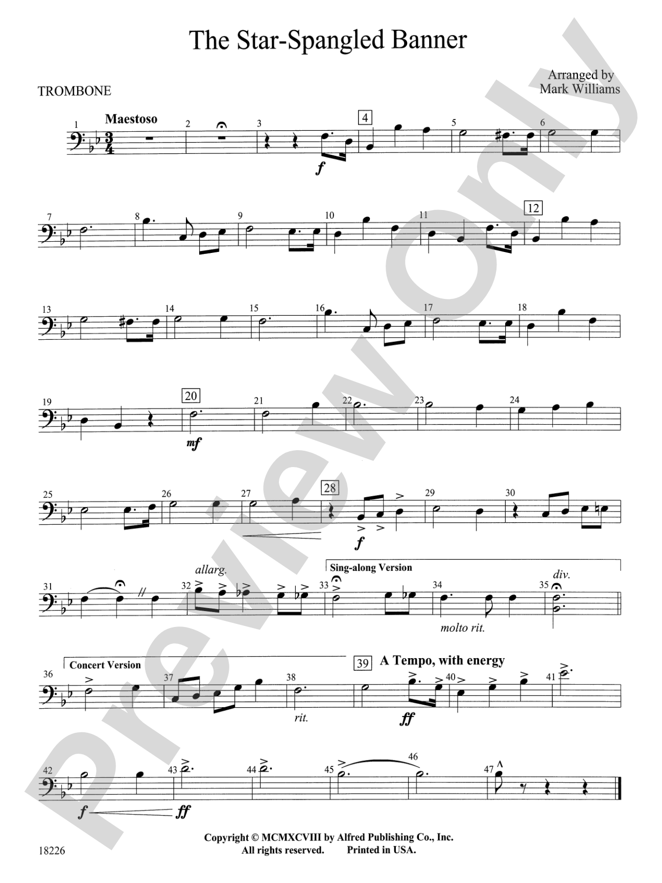 The Star Spangled Banner: 1st Trombone