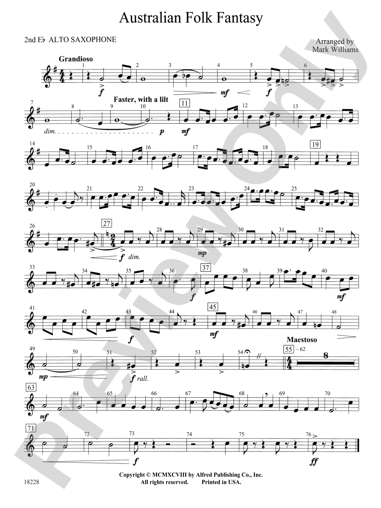 Australian Folk Fantasy: 2nd E-flat Alto Saxophone