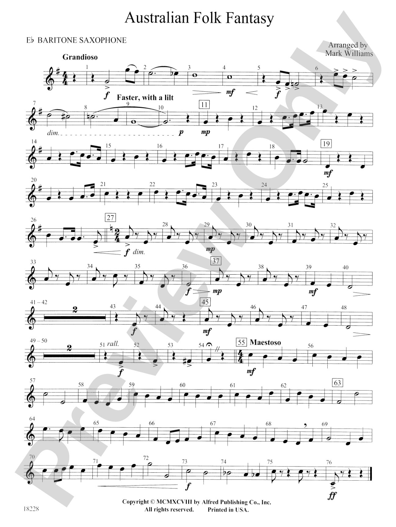 Australian Folk Fantasy: E-flat Baritone Saxophone