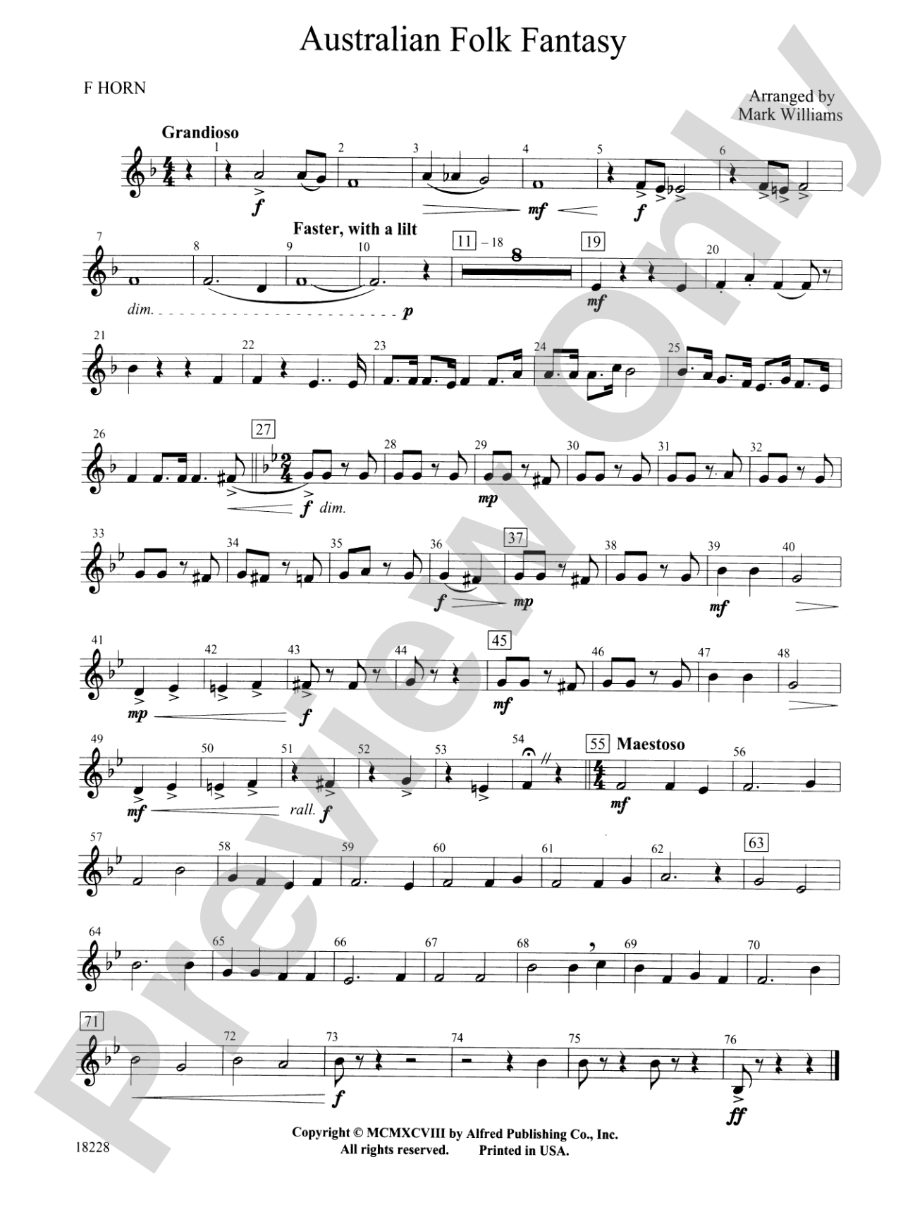 Australian Folk Fantasy: 1st F Horn