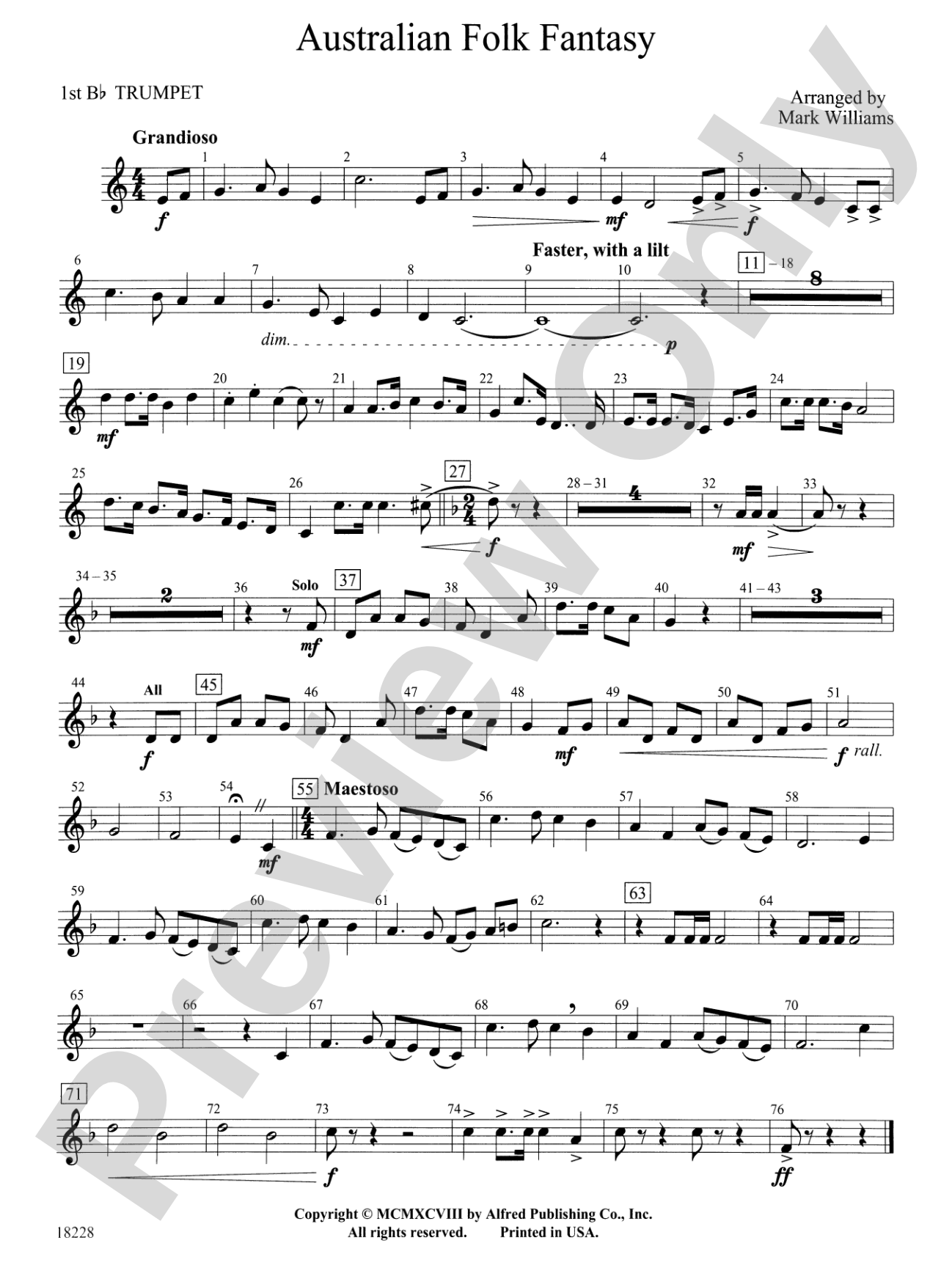 Australian Folk Fantasy: 1st B-flat Trumpet
