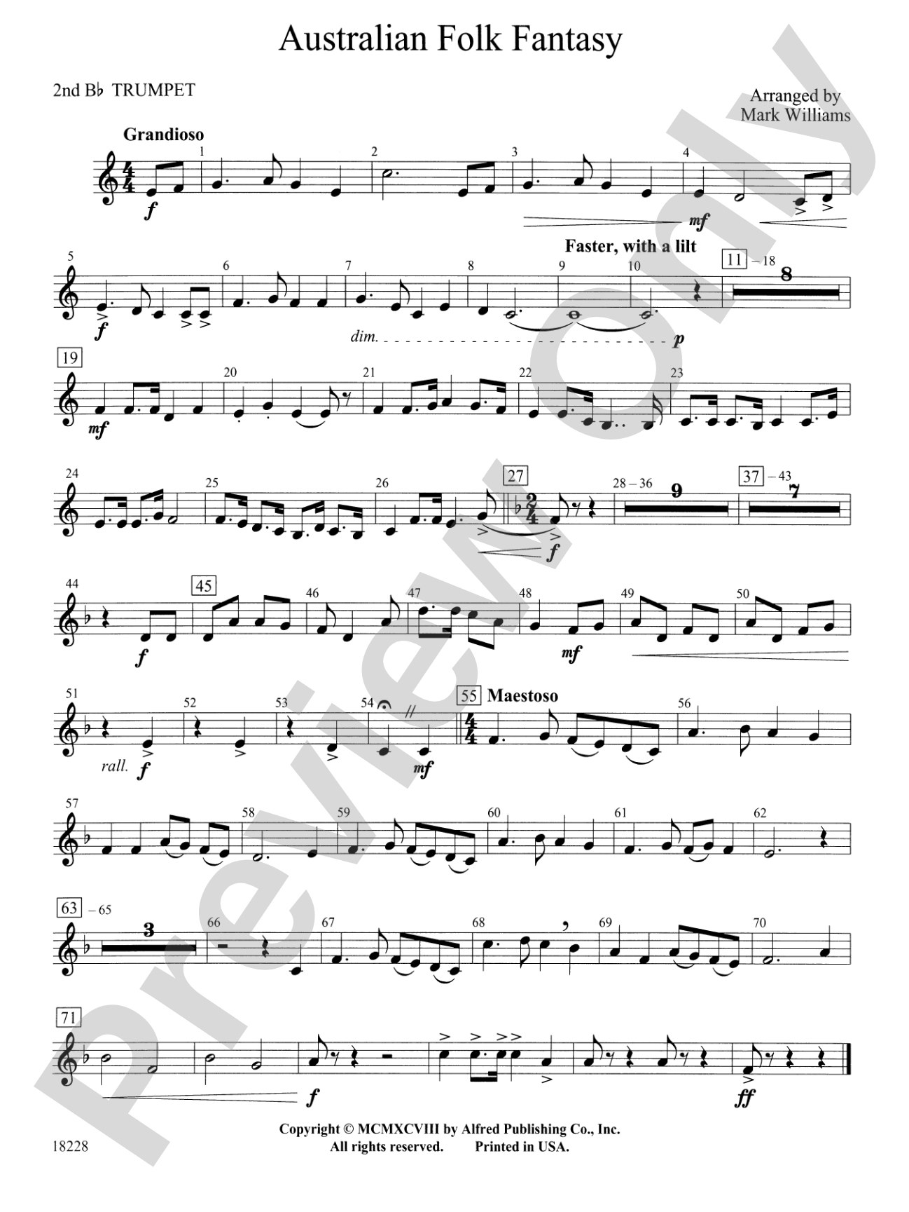 Australian Folk Fantasy: 2nd B-flat Trumpet