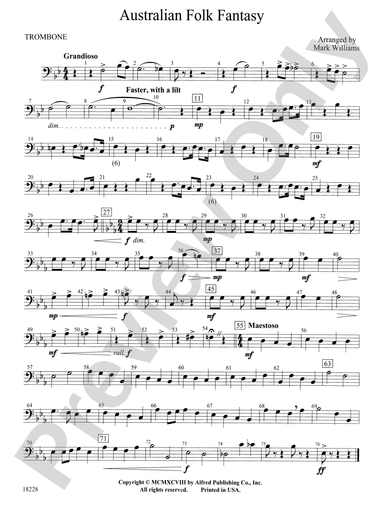 Australian Folk Fantasy: 1st Trombone