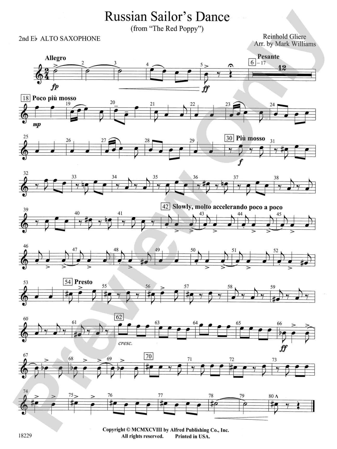 Russian Sailor's Dance (from "The Red Poppy"): 2nd E-flat Alto Saxophone