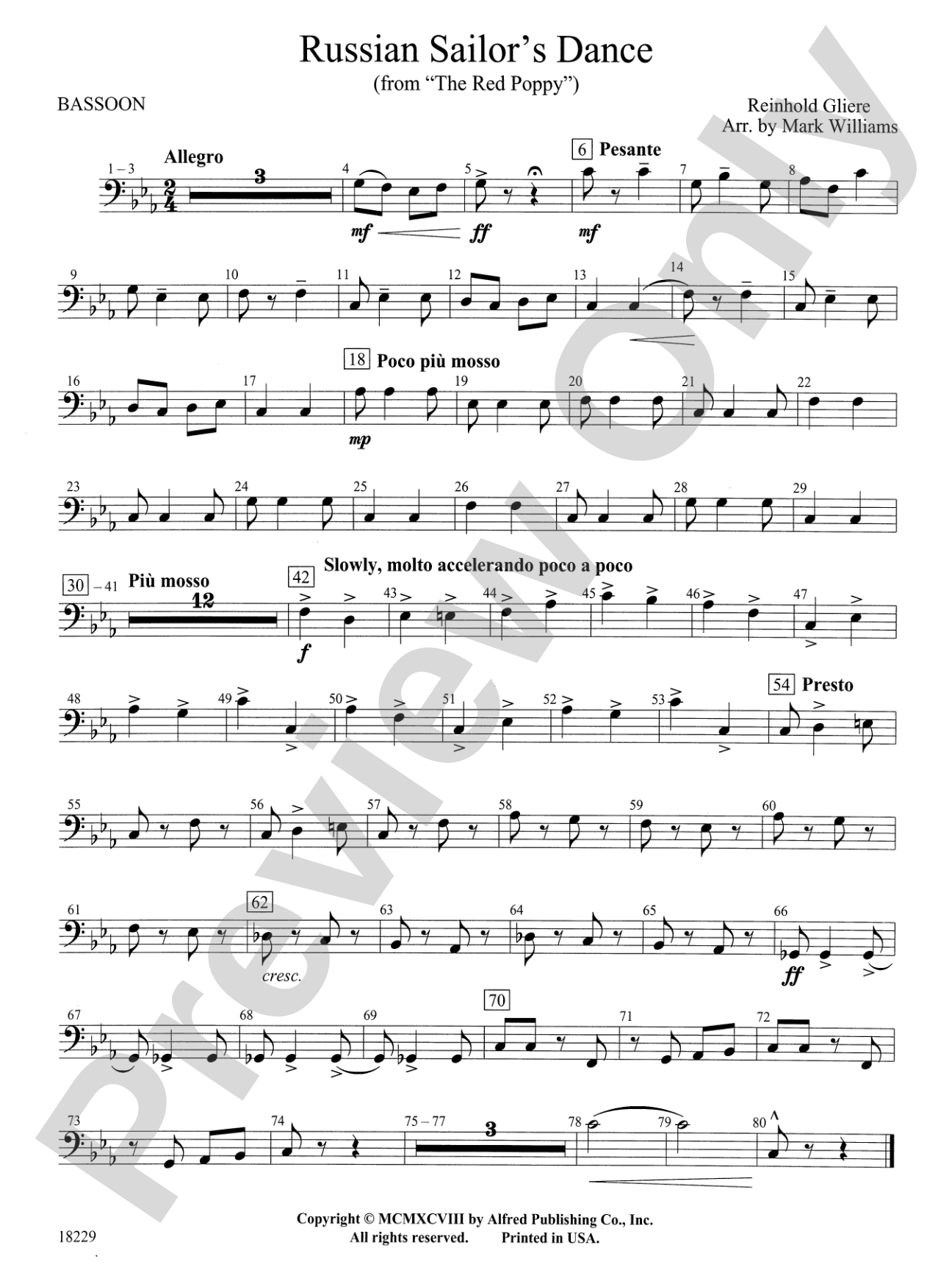 Russian Sailor's Dance (from "The Red Poppy"): Bassoon