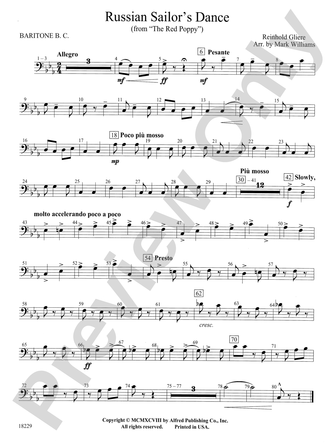 Russian Sailor's Dance (from "The Red Poppy"): Baritone B.C.