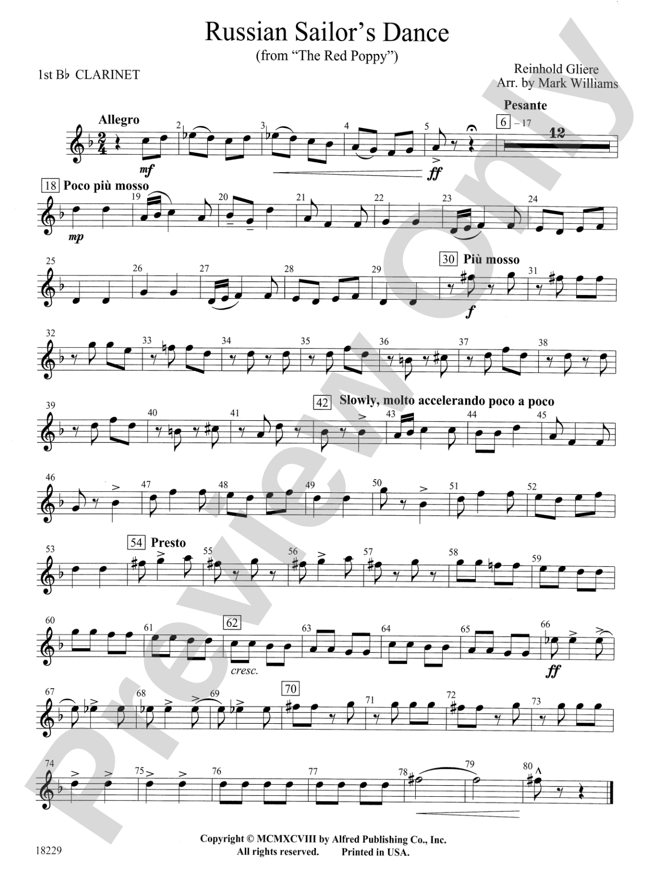 Russian Sailor's Dance (from "The Red Poppy"): 1st B-flat Clarinet