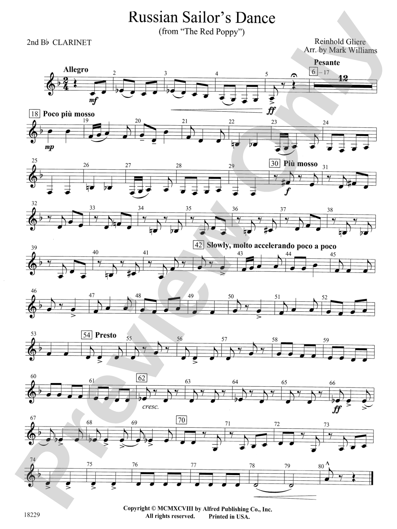 Russian Sailor's Dance (from "The Red Poppy"): 2nd B-flat Clarinet