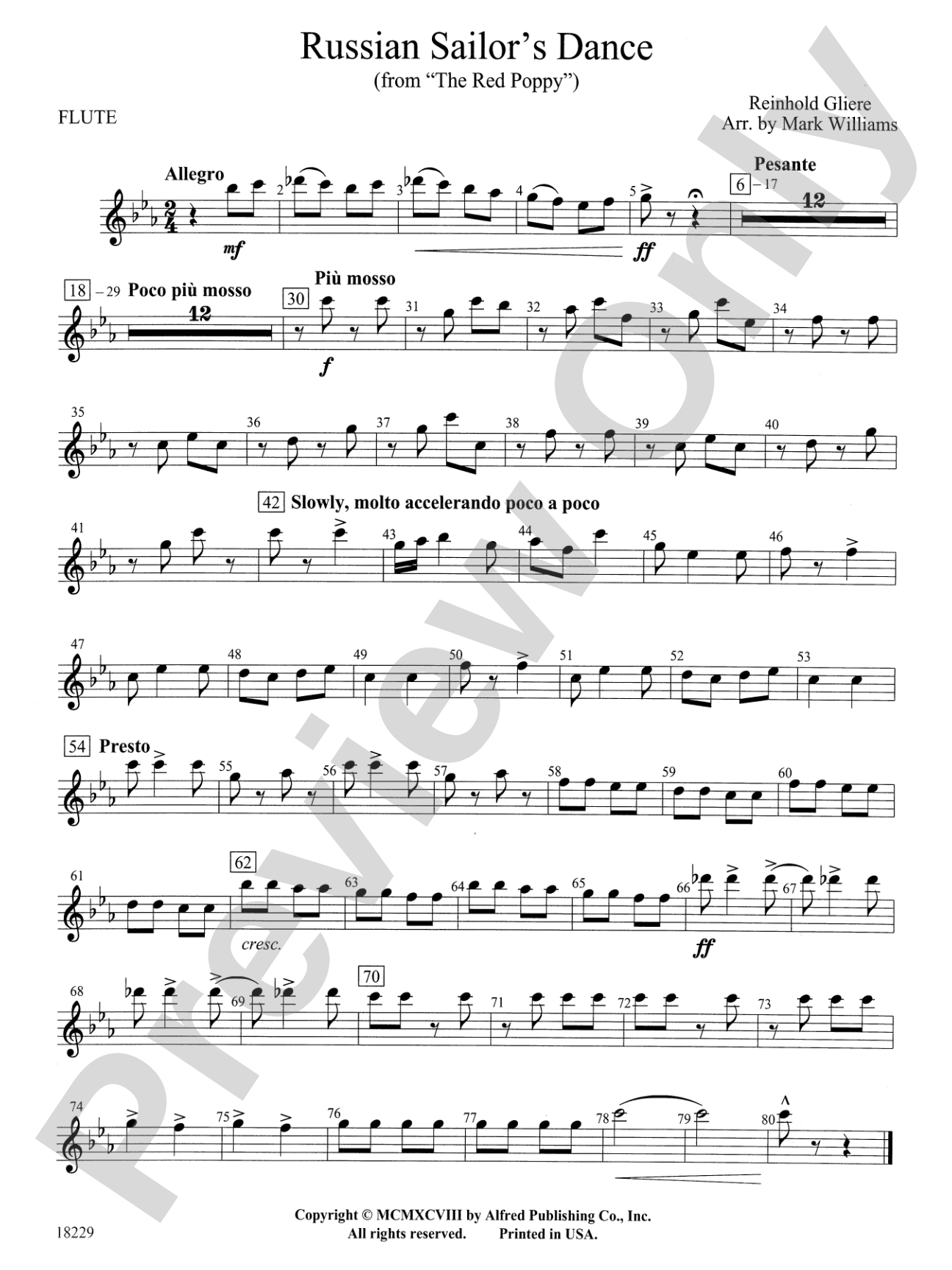 Russian Sailor's Dance (from "The Red Poppy"): Flute