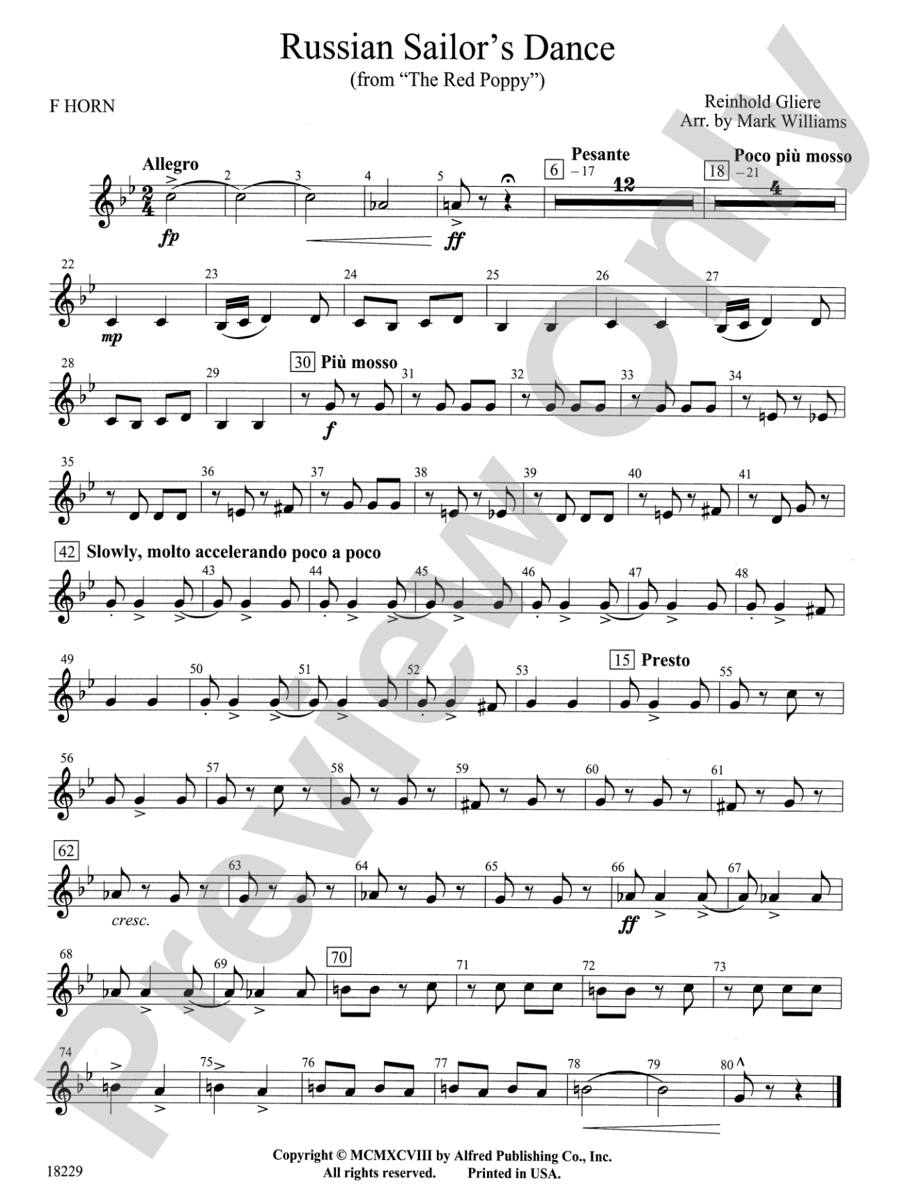 Russian Sailor's Dance (from "The Red Poppy"): 1st F Horn