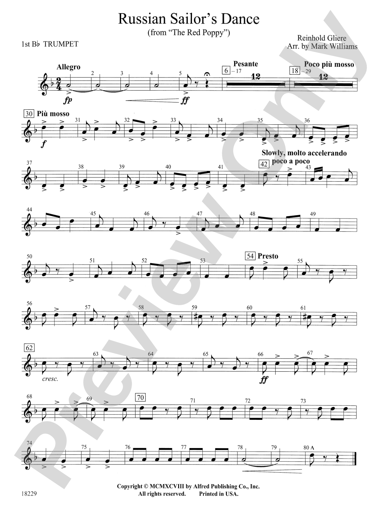 Russian Sailor's Dance (from "The Red Poppy"): 1st B-flat Trumpet