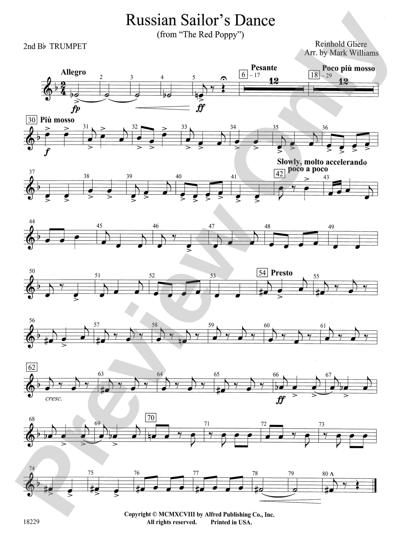 Russian Sailor's Dance (from "The Red Poppy"): 2nd B-flat Trumpet