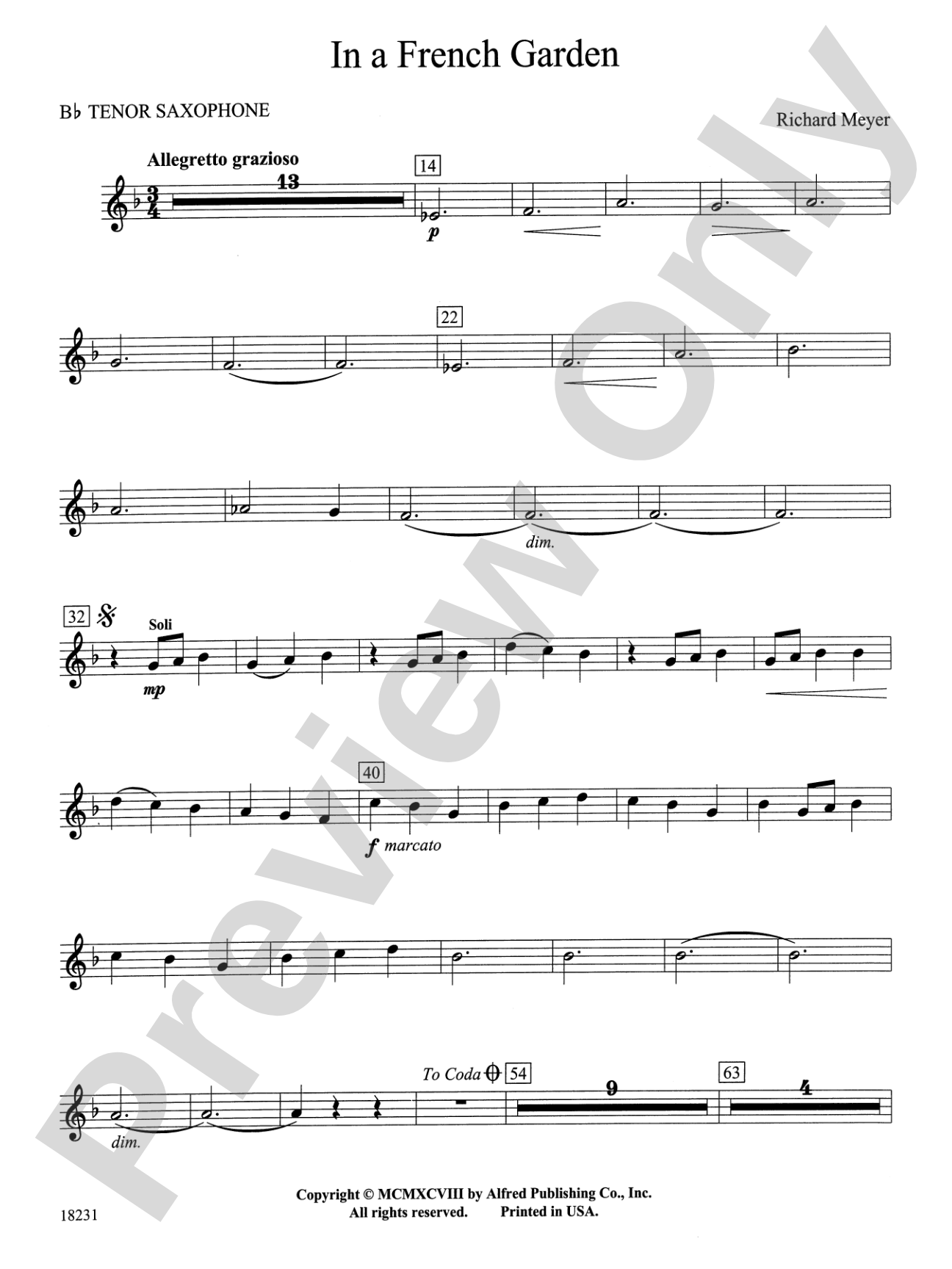 In a French Garden: B-flat Tenor Saxophone