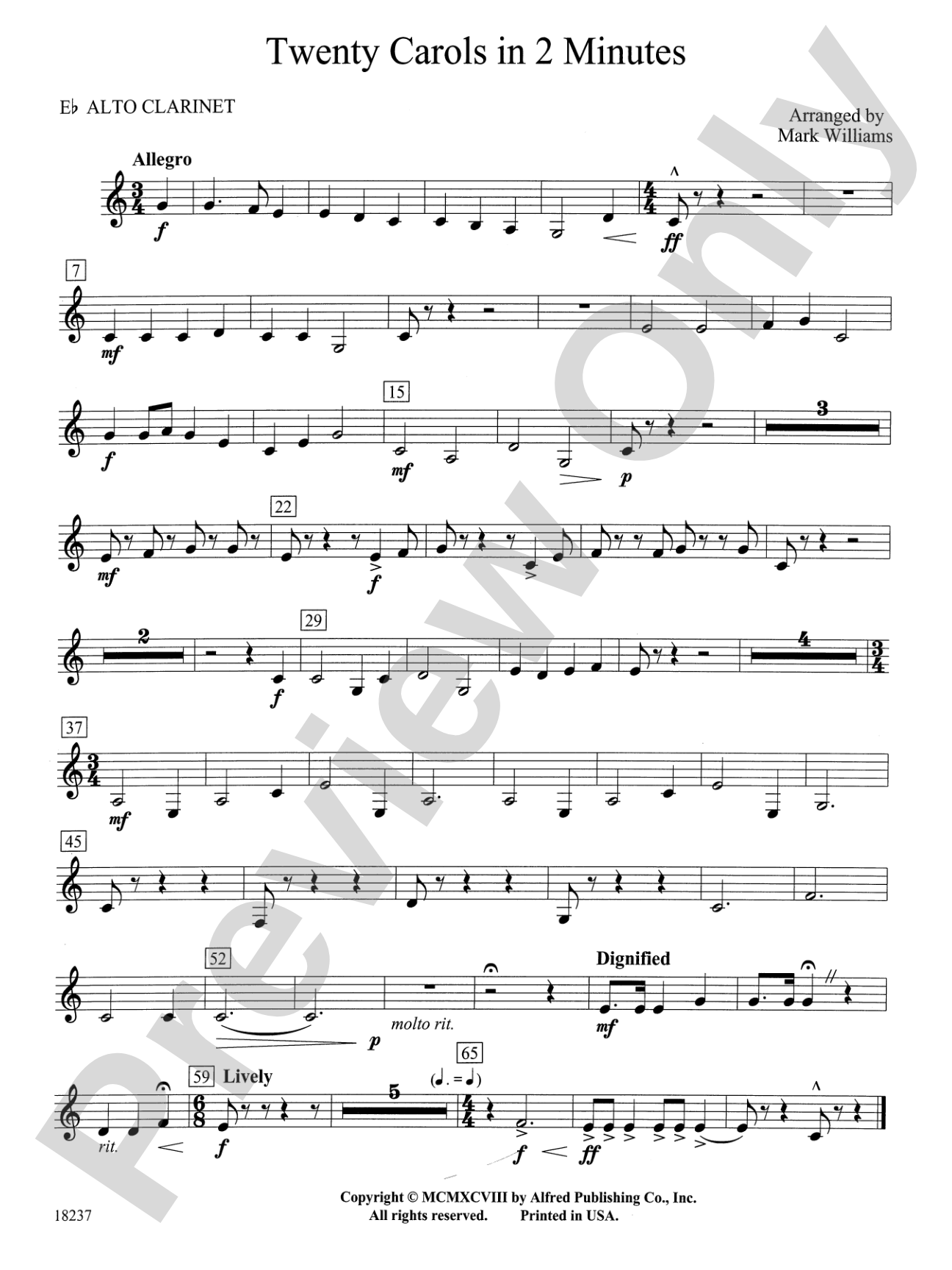 Twenty Carols in 2 Minutes: E-flat Alto Clarinet