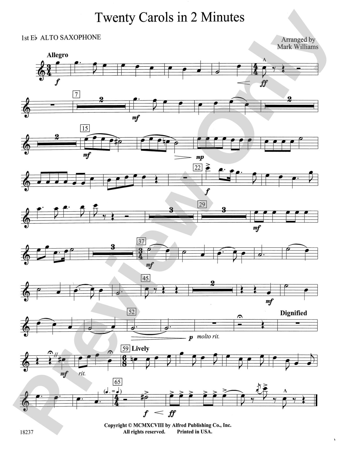 Twenty Carols in 2 Minutes: E-flat Alto Saxophone