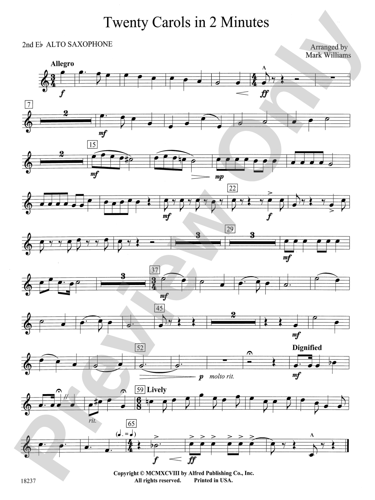 Twenty Carols in 2 Minutes: 2nd E-flat Alto Saxophone